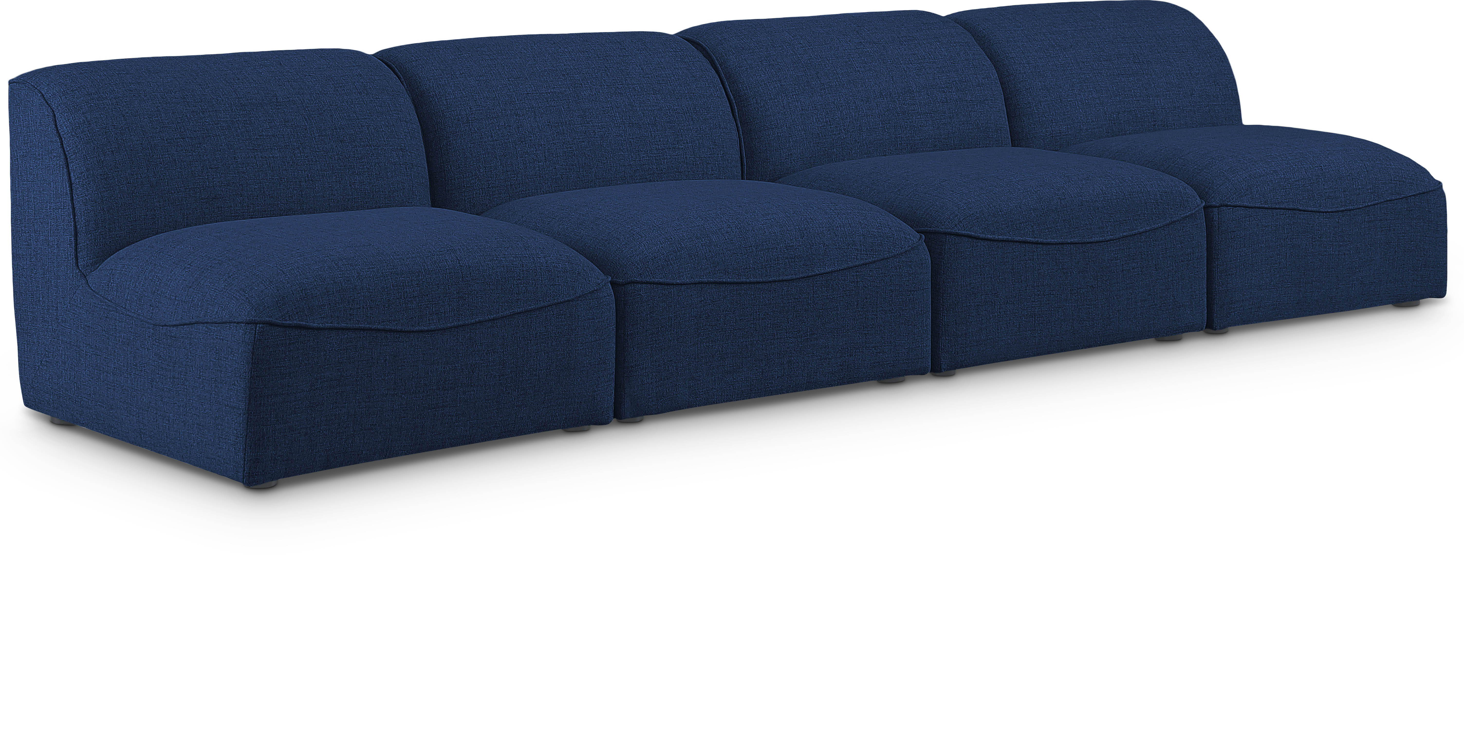 Miramar - 4 Seat Armless Modular Sofa - Navy