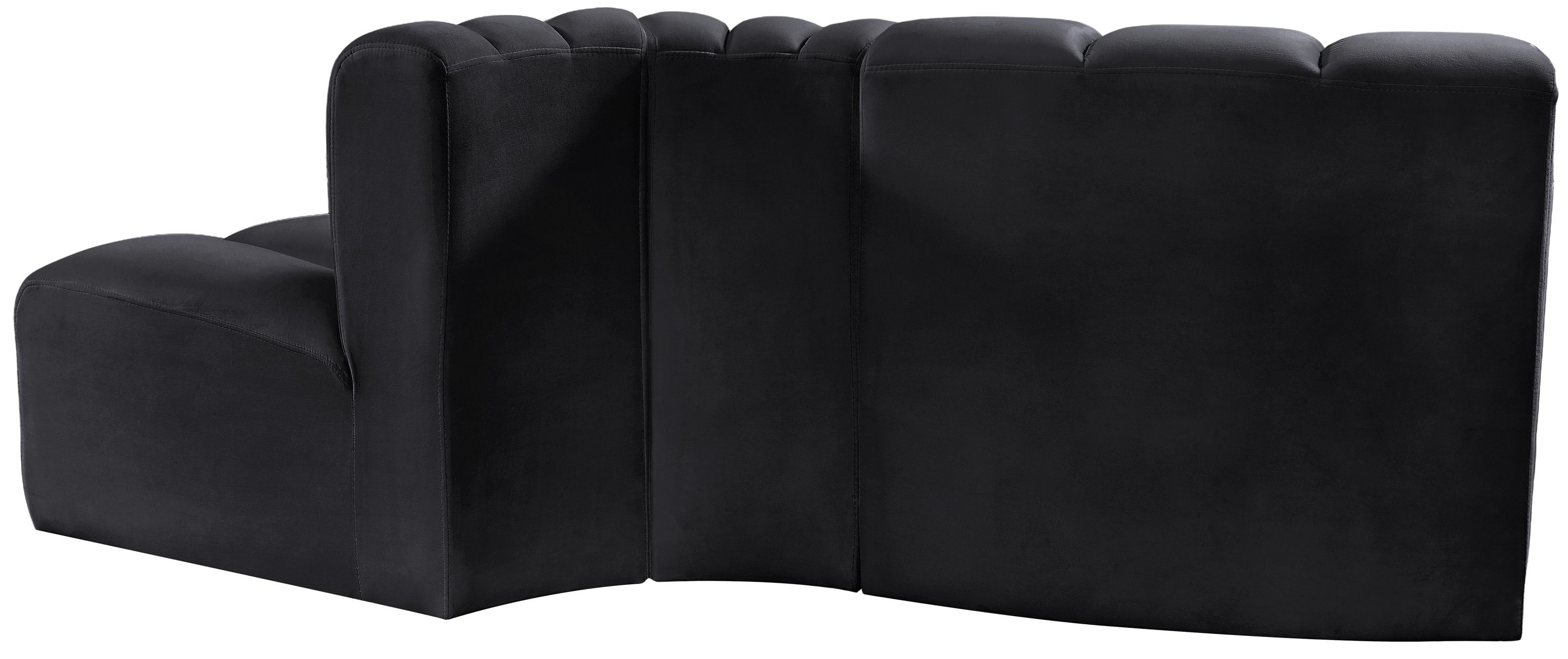 Arc - Velvet 3 Piece Modular Sofa - Black