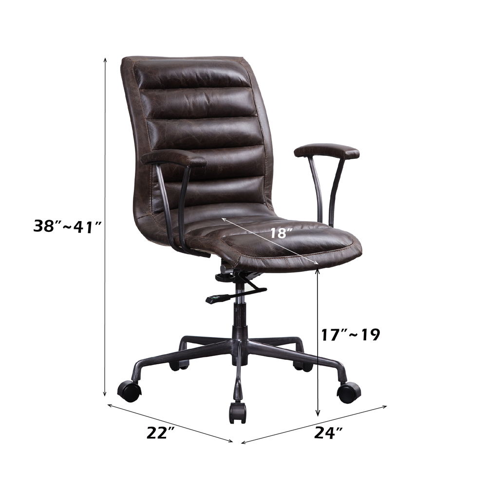 Zooey - Office Chair - Distress Chocolate Top Grain Leather, dark brown, view 6