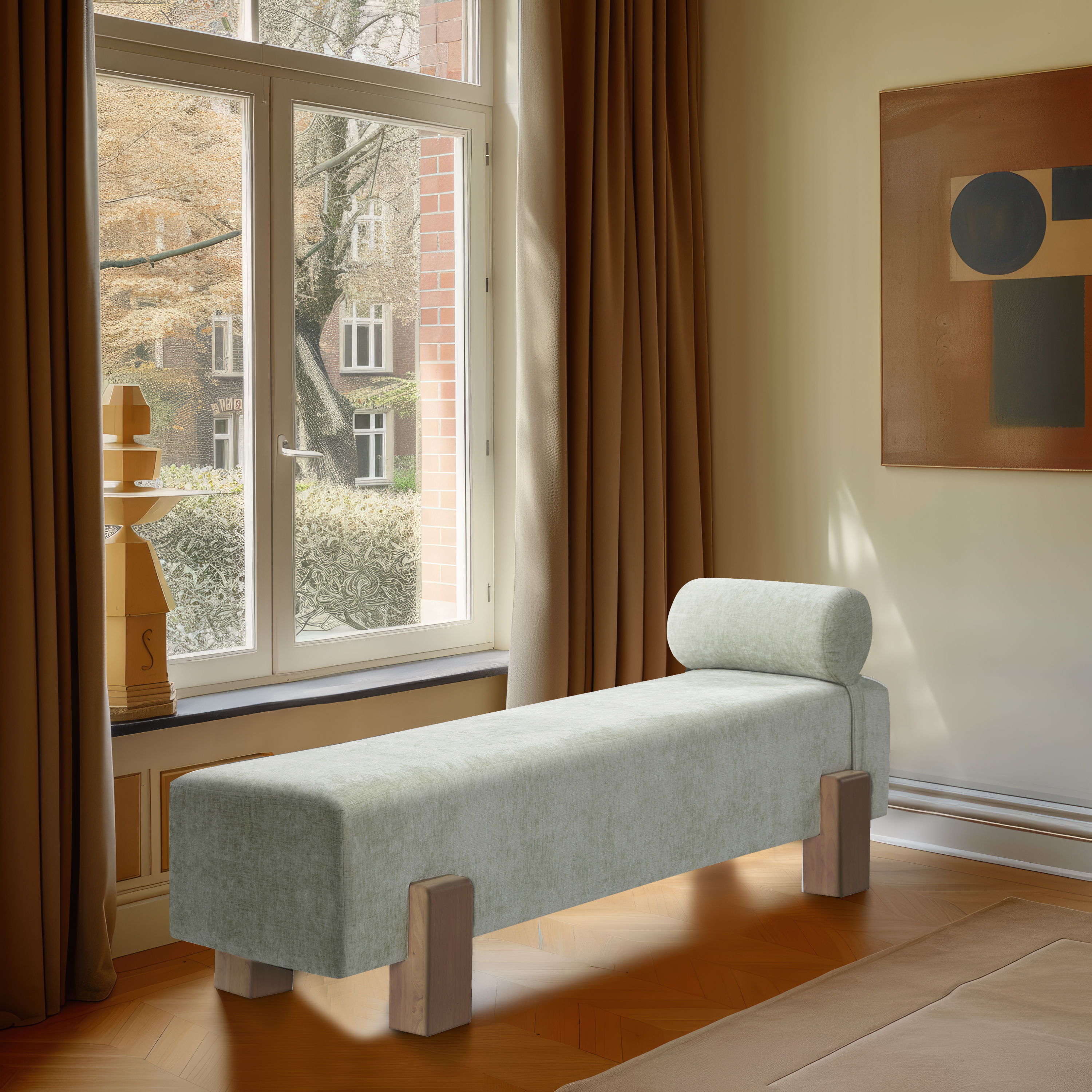 Edison - Fabric Bench - Mint Green