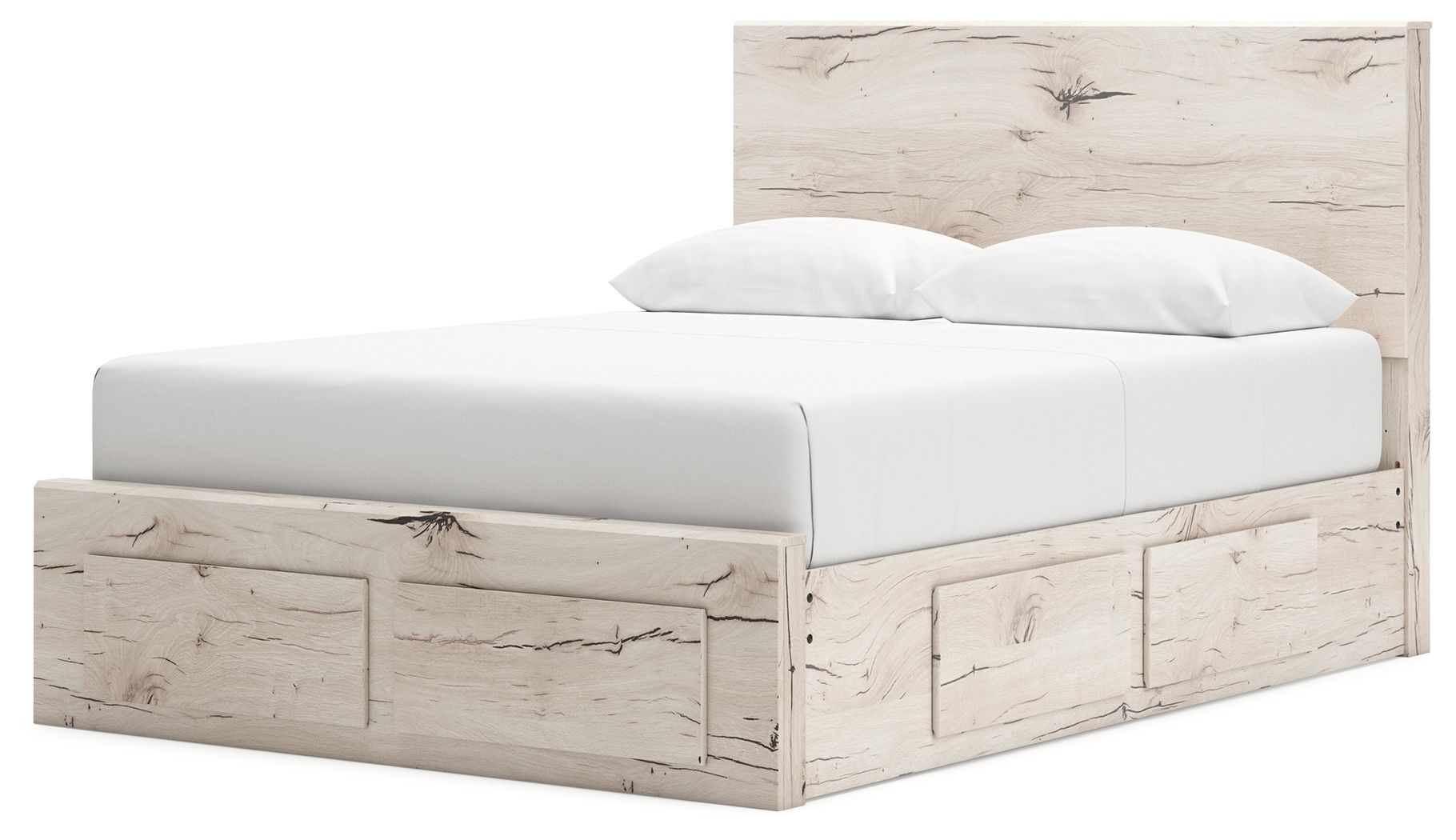 Ashley Furniture Lawroy - 8 Pc. - Dresser, Mirror, Chest, Queen Panel Bed With Storage Footboard And 2 Under Bed Storage Units - Light Natural - Image 12