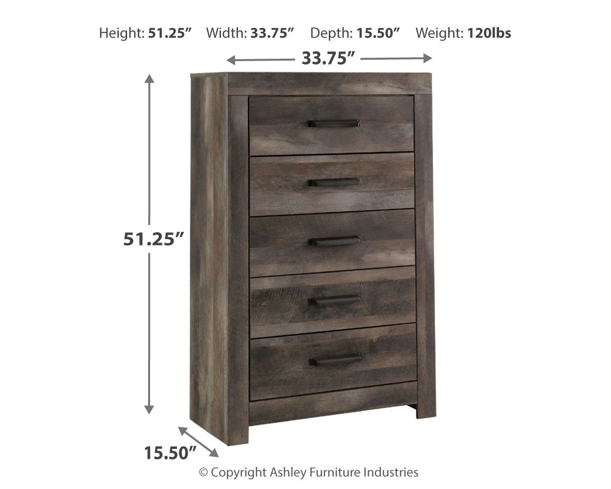 Ashley Furniture Wynnlow - 6 Pc. - Dresser, Mirror, Chest, King Crossbuck Panel Bed - Gray - Image 6