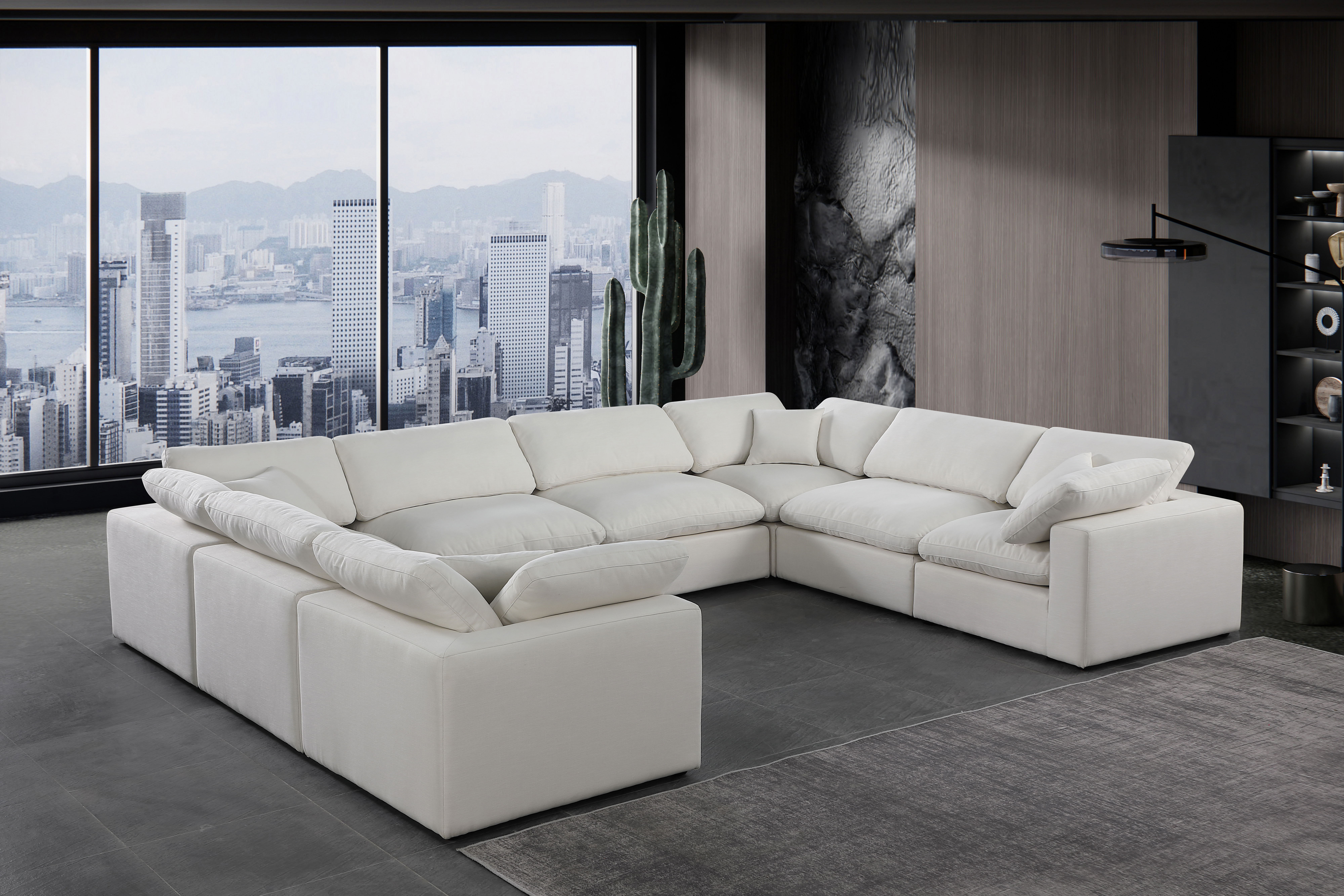 Comfy - 8 Piece Linen Modular Sectional - Light Gray