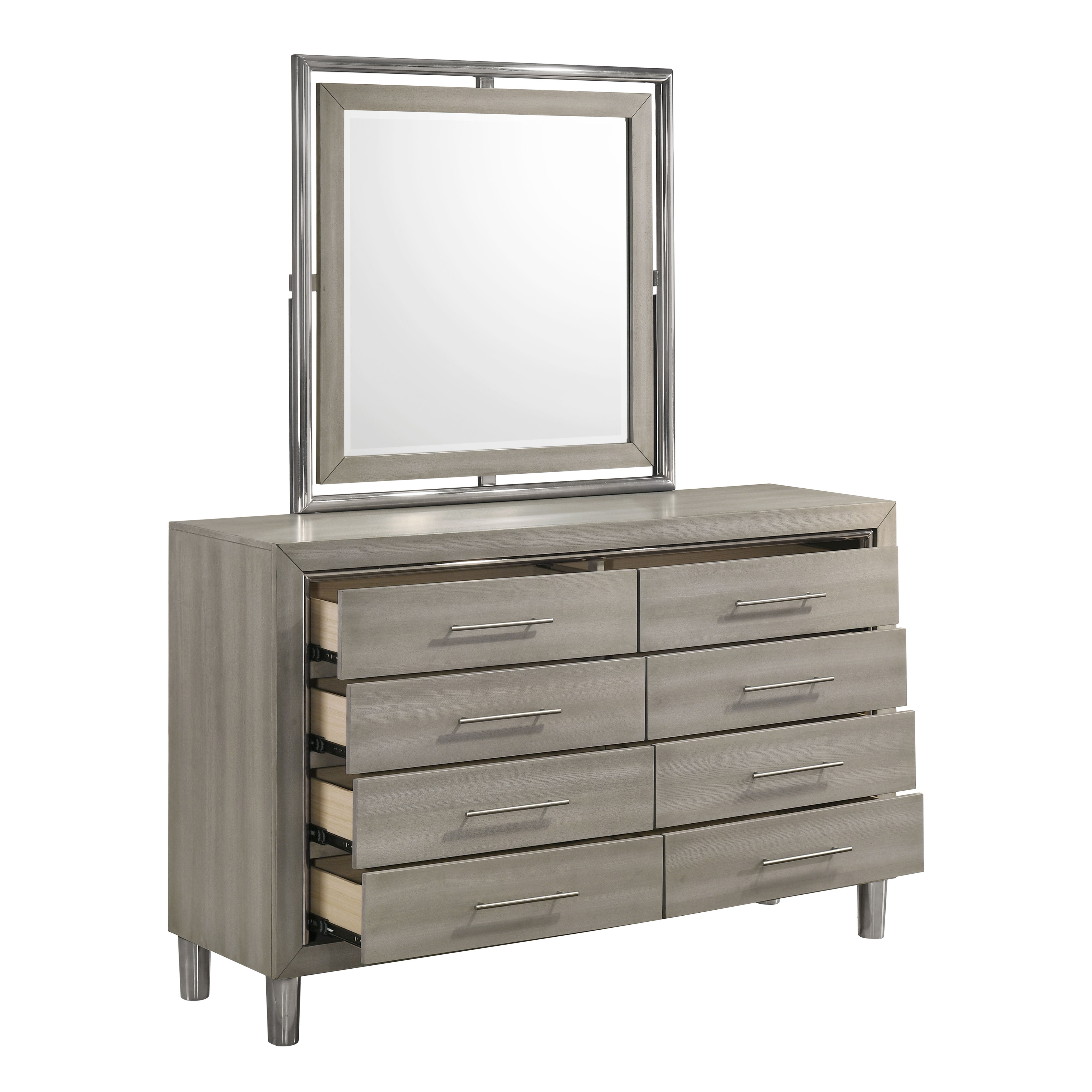 Lennox - Dresser & Mirror - Gray / Silver