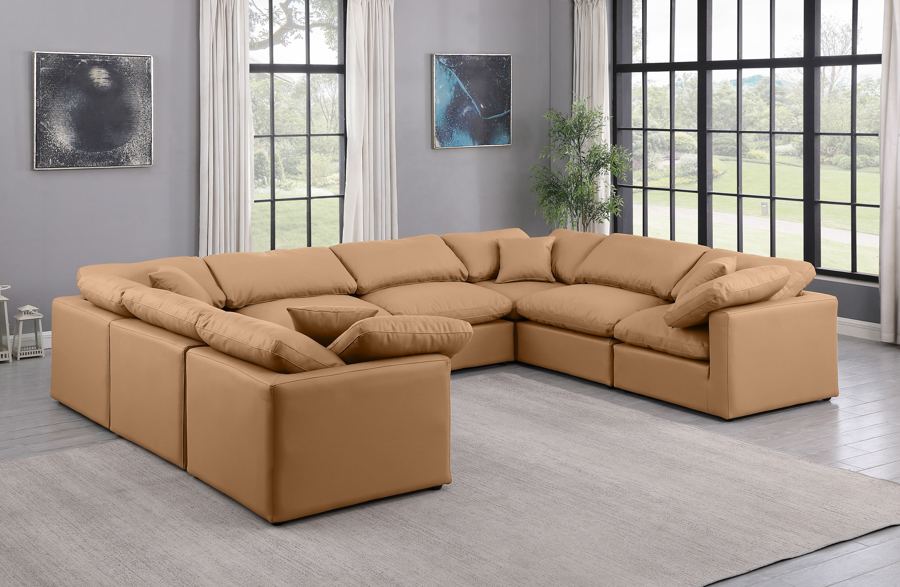 Indulge - Faux Leather 8 Piece Modular Sectional - Cognac