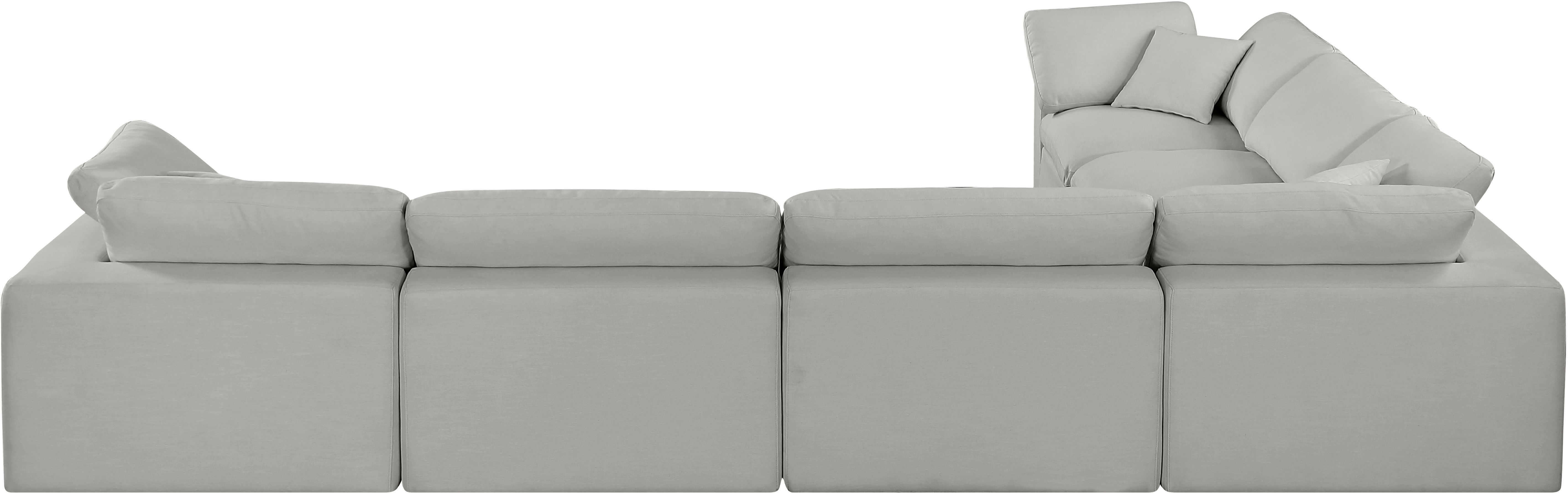 Comfy - 6 Piece Linen Modular Corner Sectional - Gray