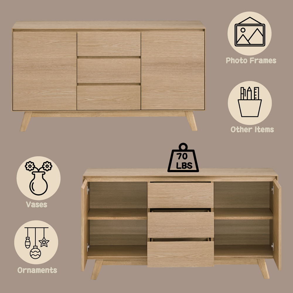 Kasem - Server - Oak, beige, view 5