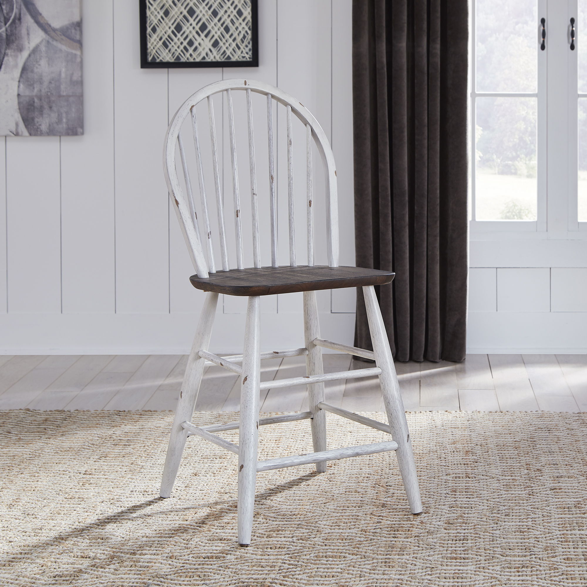 Liberty Furniture Farmhouse - Windsor Back Counter Chair - White