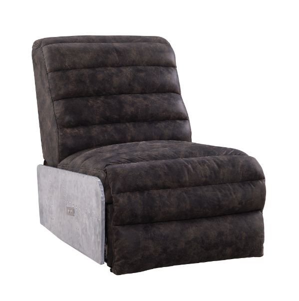 Okzuil - Power Motion Recliner - Two Tone Gray Top Grain Leather & Aluminum, dark brown, view 2