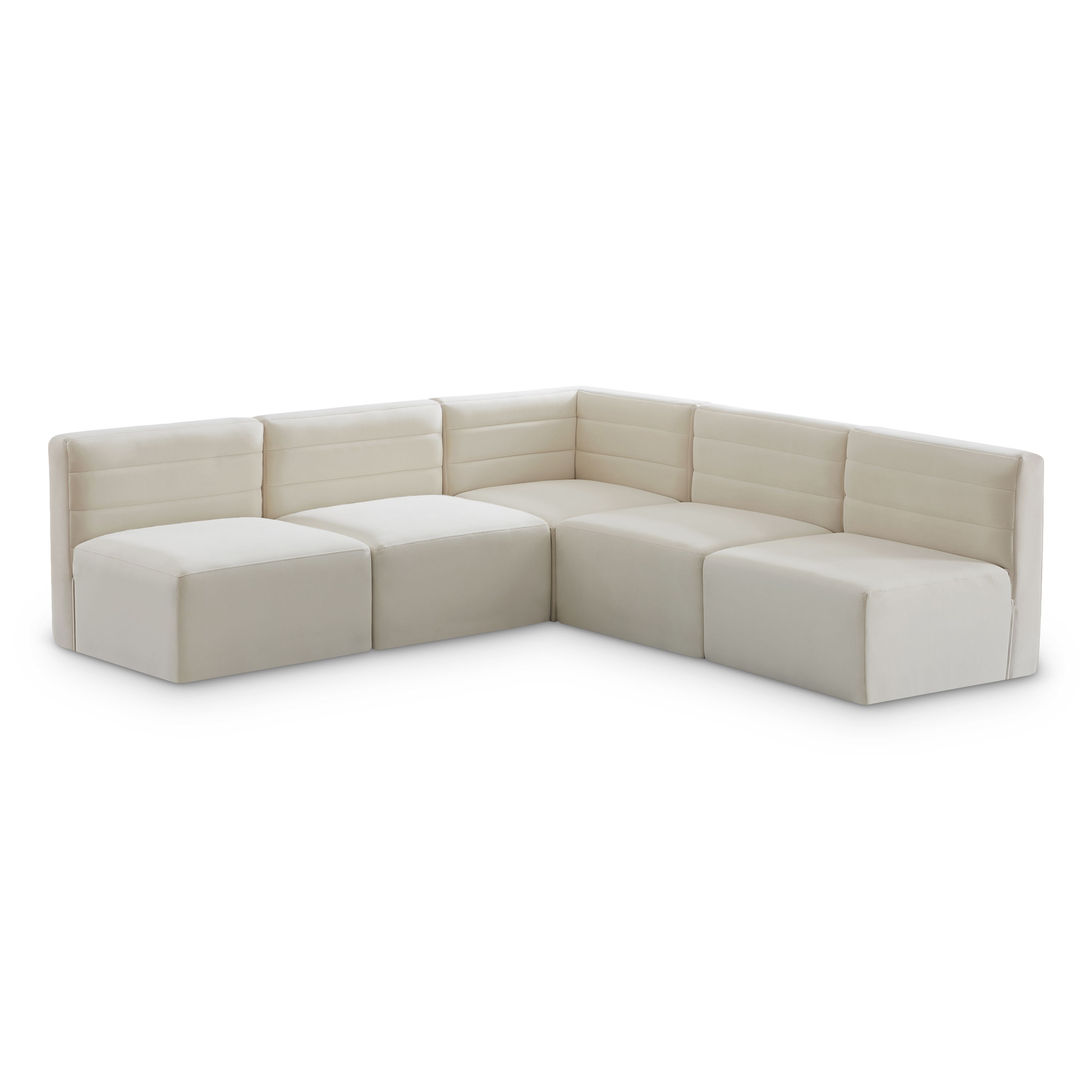 Quincy - 5 Piece Modular Corner Armless Sectional - Cream