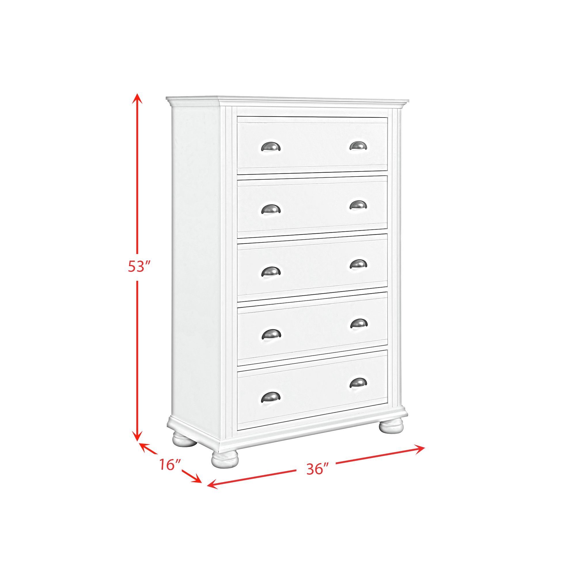 Kona - 5-Drawer Chest - White