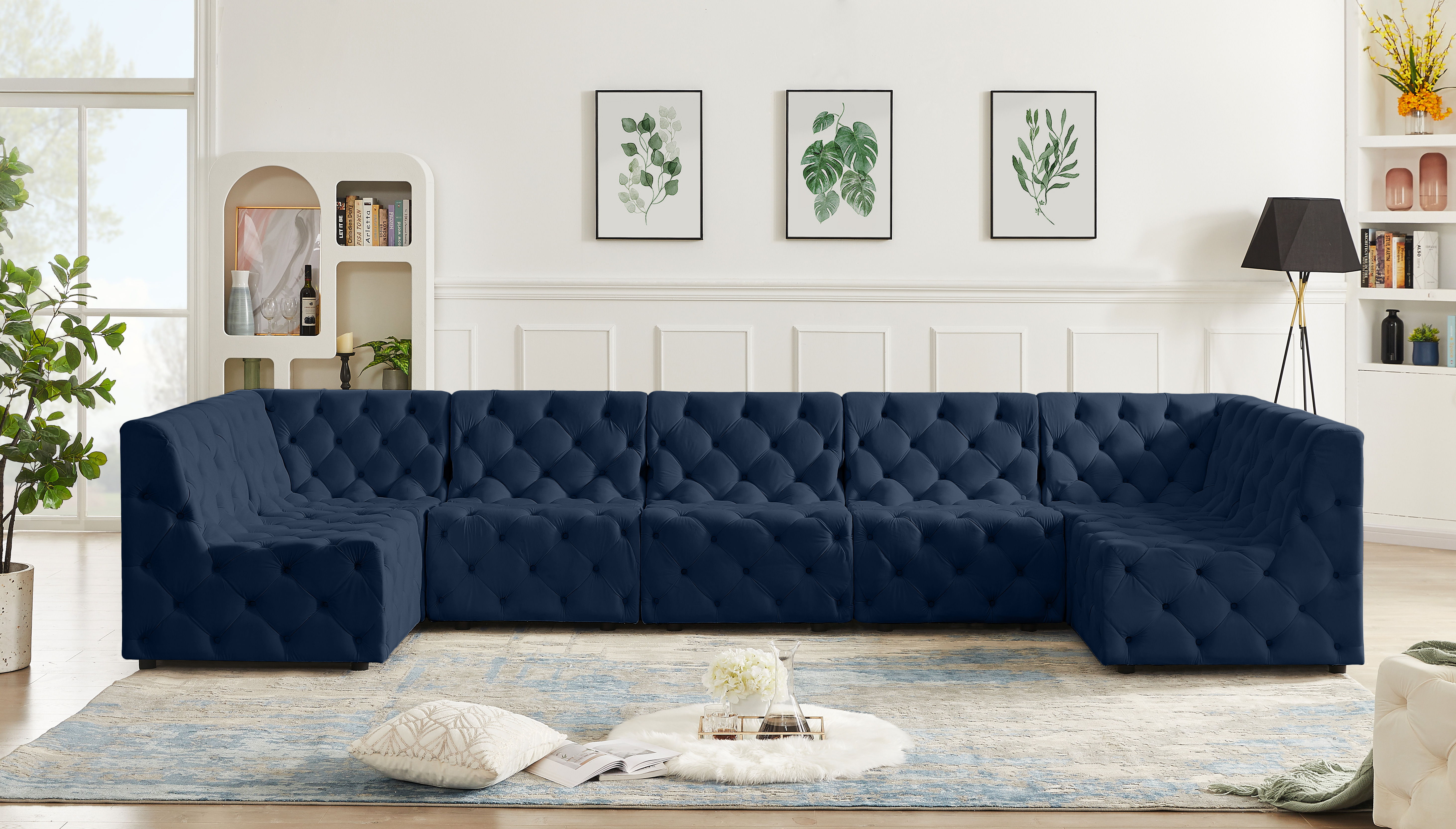 Tuft - 7 Piece Modular U-Shaped Sectional - Navy