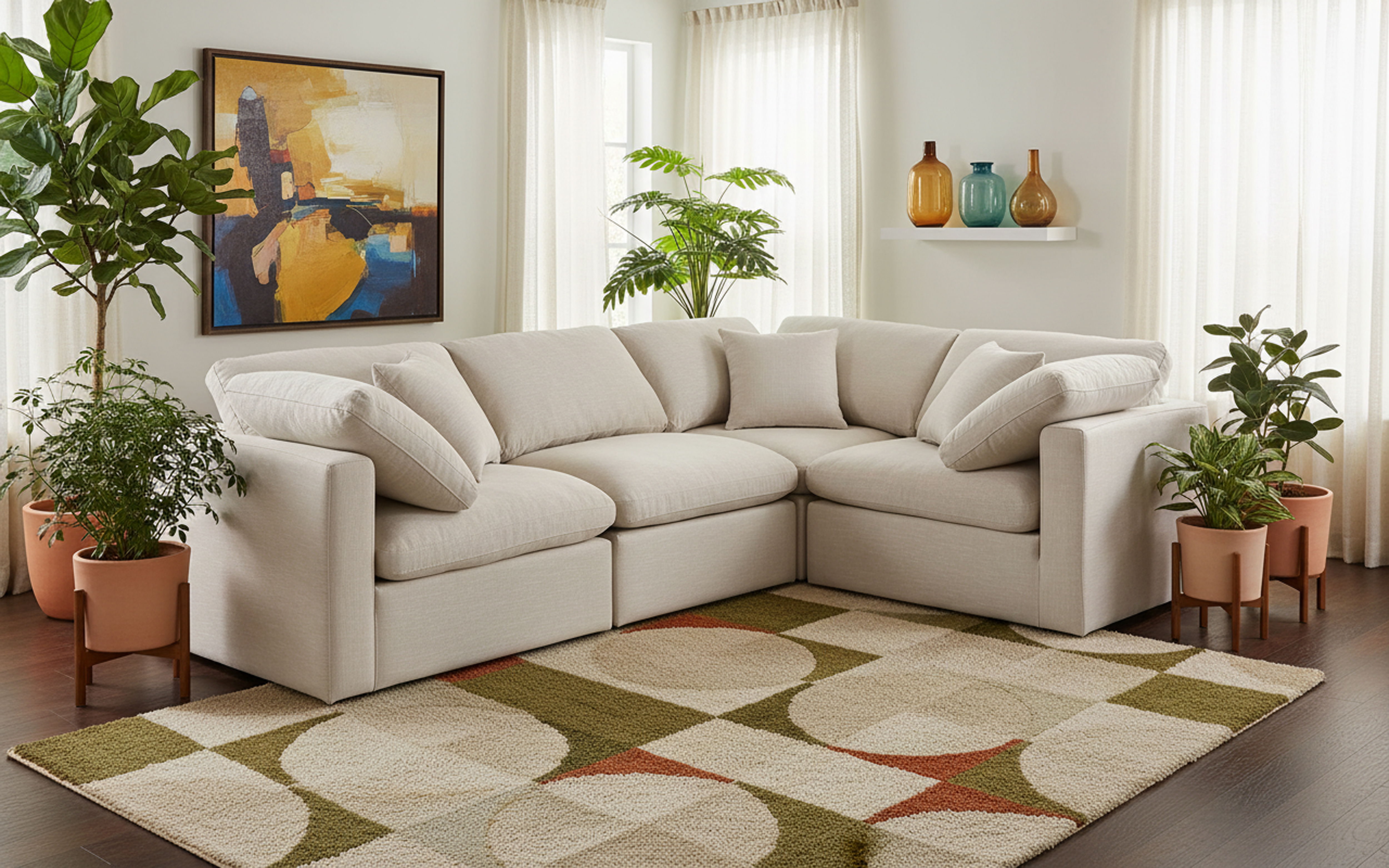 Indulge - Linen 4 Piece Modular Corner Sectional - Ivory