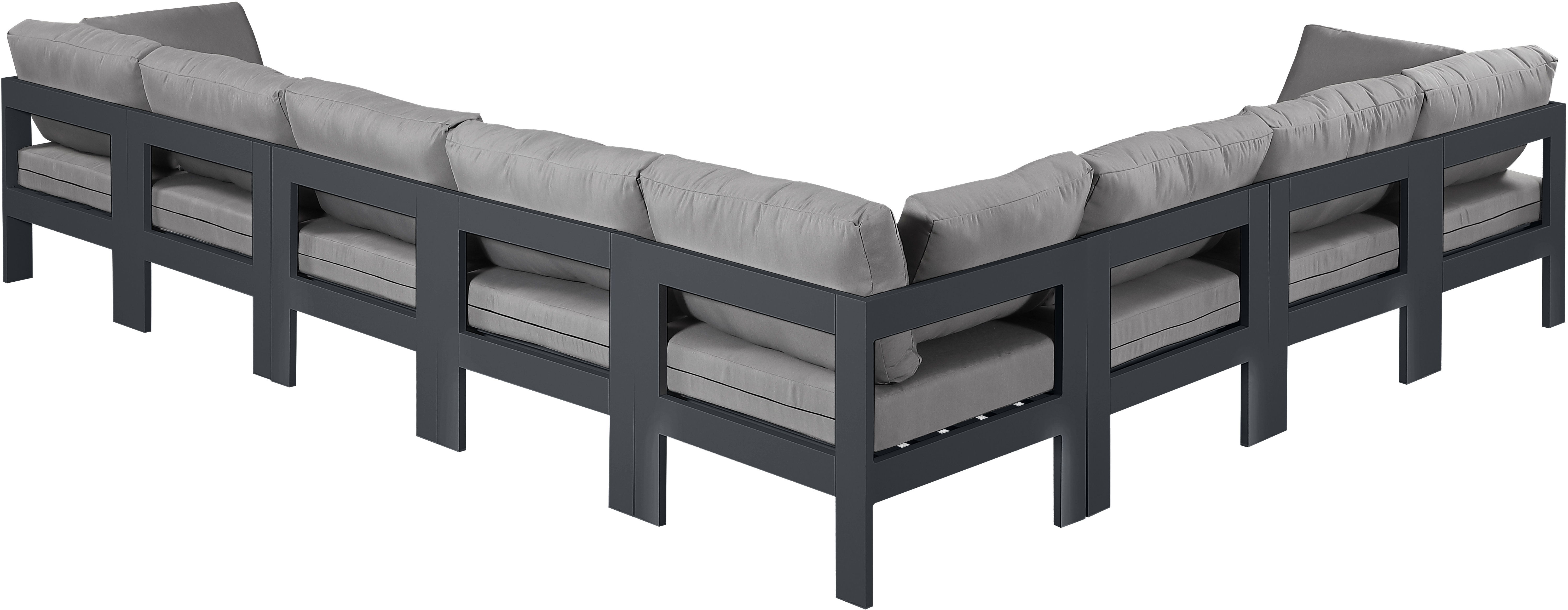 Nizuc - Outdoor Patio 8 Piece Modular Sectional With Gray Frame - Gray