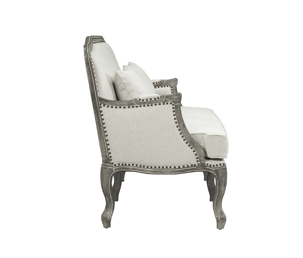 Tania - Loveseat With 2 Pillows - Cream Linen & Gray, beige, view 4
