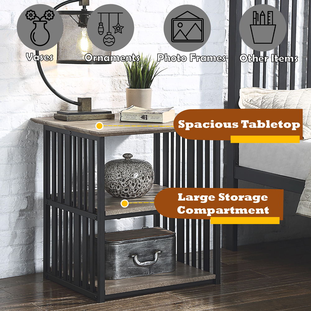 Zudora - Nightstand - Antique Oak & Black, black, view 8