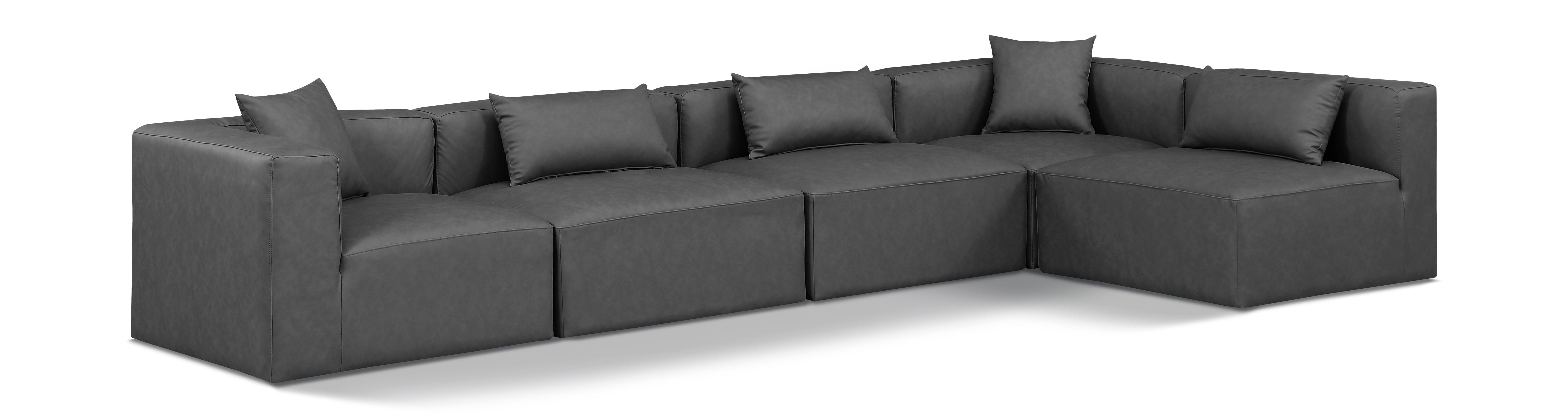 Cube - 5 Piece Modular Sectional - Charcoal Gray