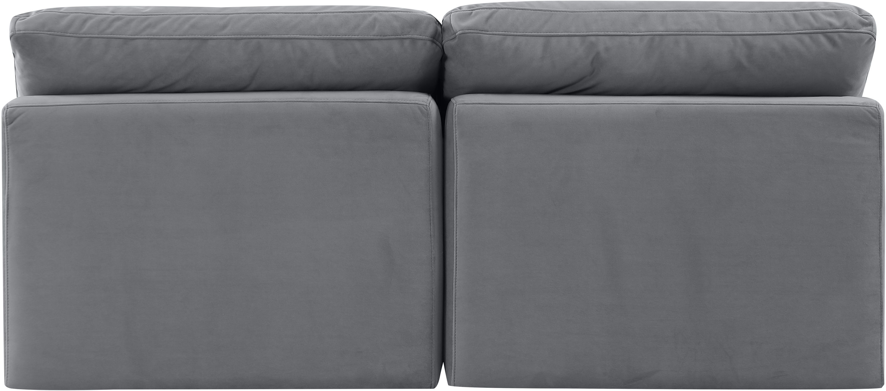 Indulge - Velvet 2 Piece Modular Armless Sofa - Gray
