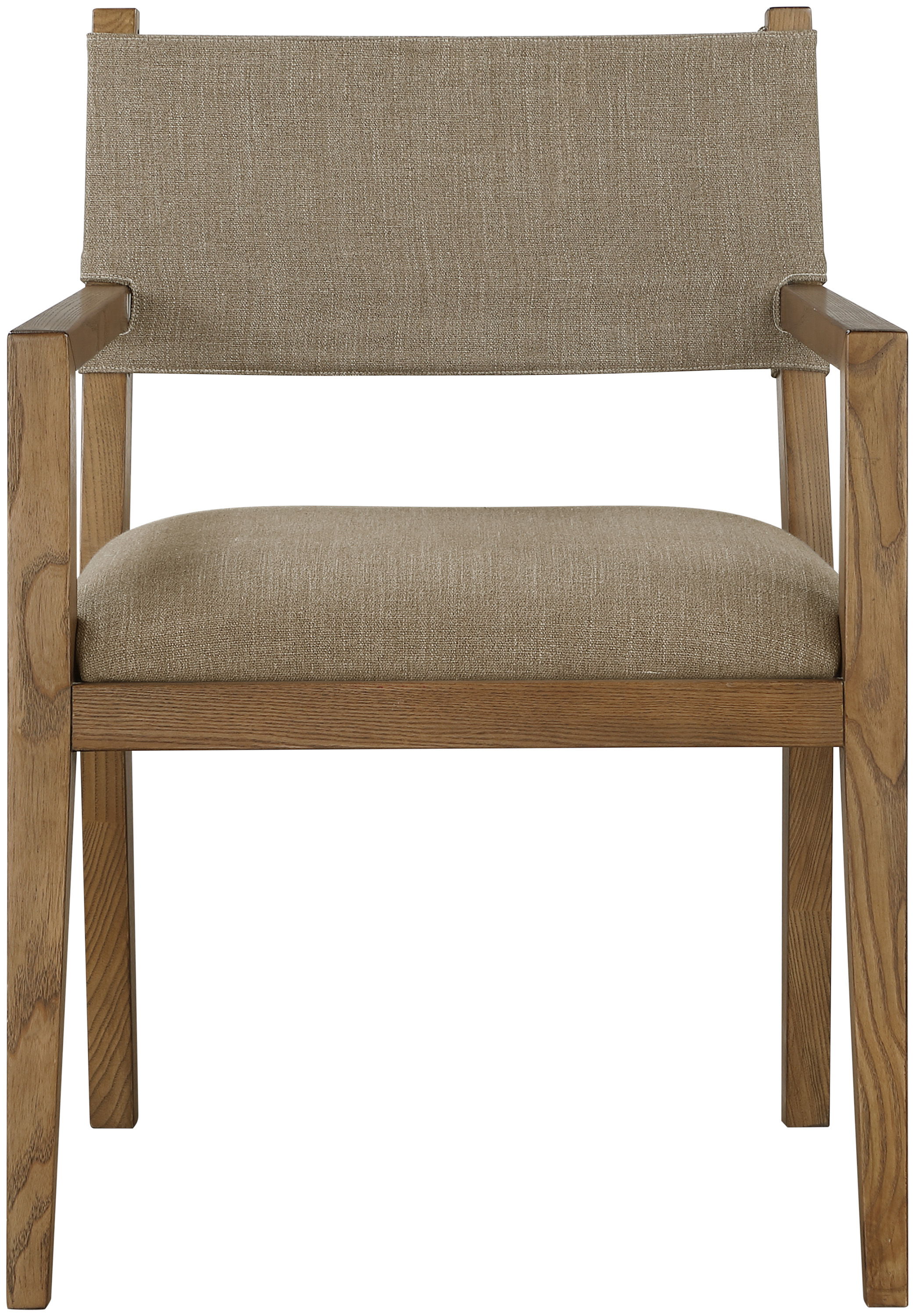 Avon - Linen Textured Performance Fabric Dining Arm Chair - Brown