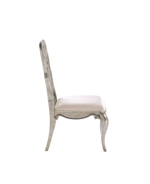 Esteban - Side Chair (Set of 2) - Ivory Velvet & Antique Champagne, beige, view 6