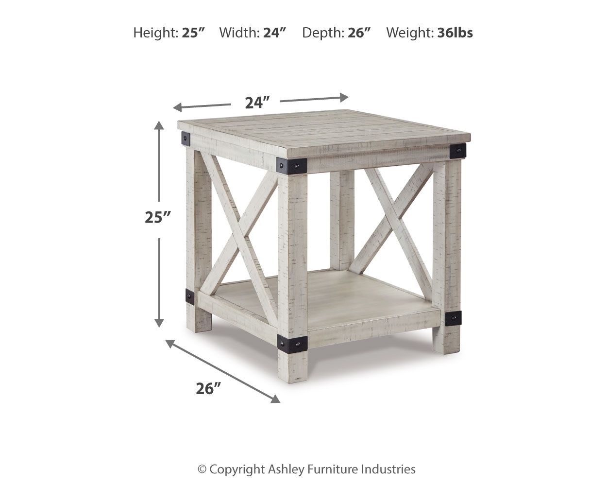 Ashley Furniture Carynhurst - Rectangular End Table - Whitewash - Image 4