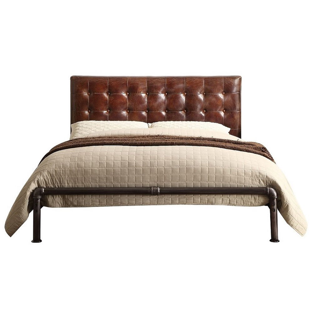 Brancaster - Queen Bed - Vintage Brown Top Grain Leather, dark brown, view 2