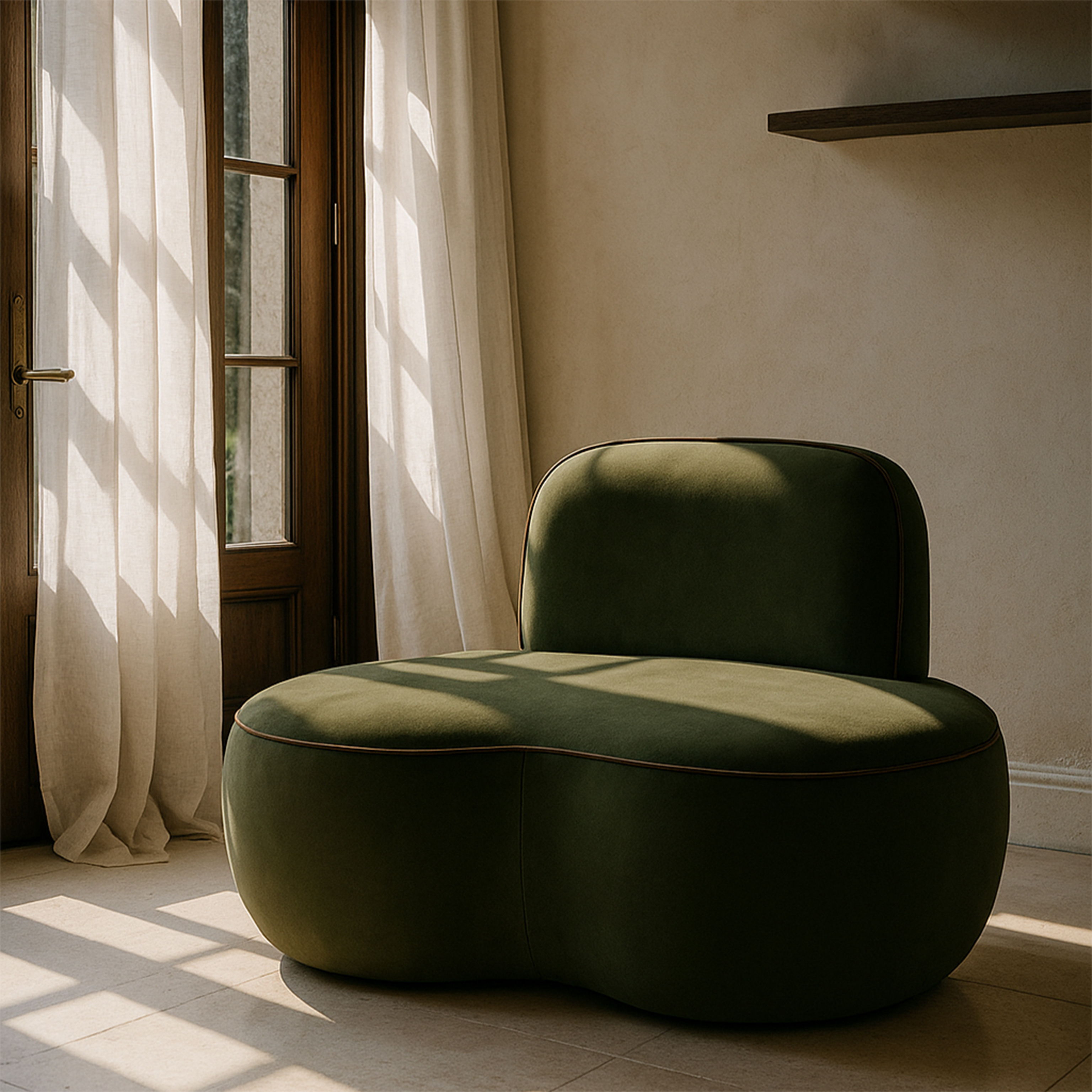 Swerve - Velvet Upholstered Chair - Green
