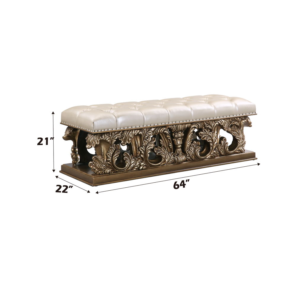 Constantine - Bench - Light Gold Synthetic Leather , Brown & Gold, beige, view 5