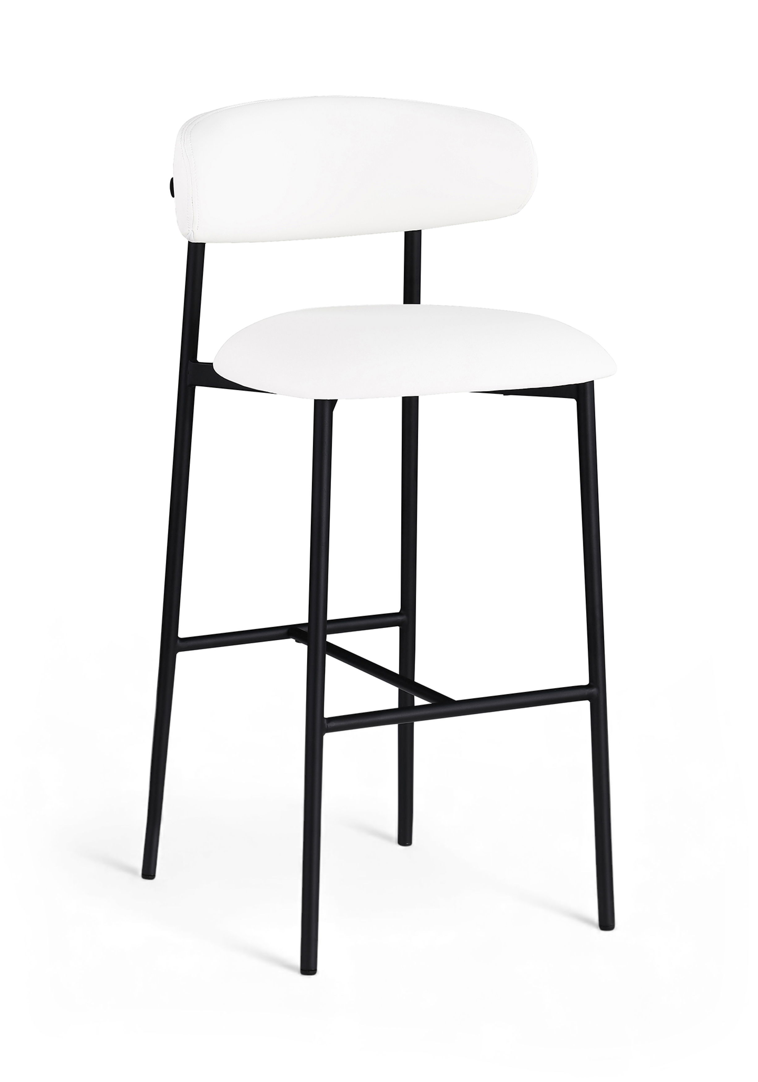 Lupita - Vegan Leather Upholstered Bar Stool (Set of 2) - White / Matte Black