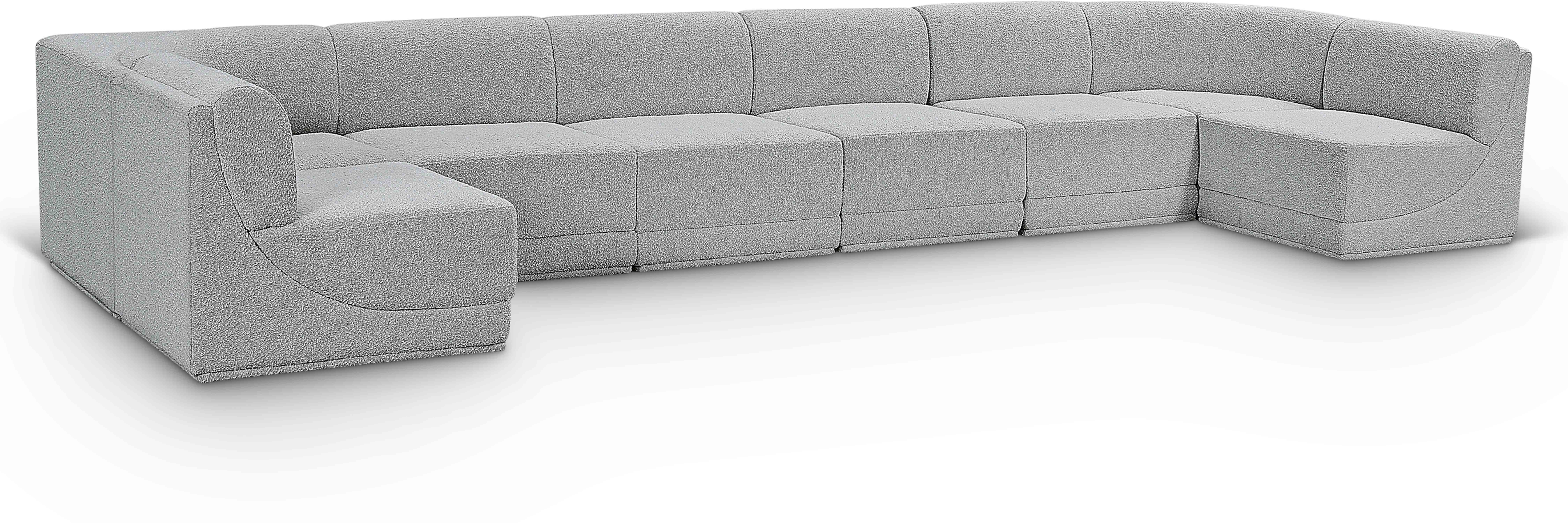 Ollie - 8 Piece Modular U-Shaped Armless Sectional - Gray