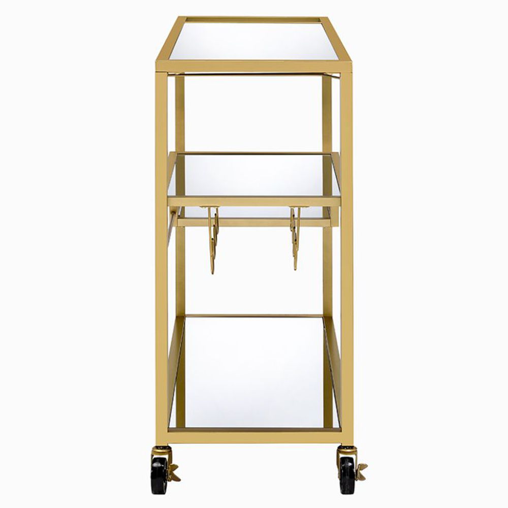 Adamsen - Serving Cart - Mirrored & Champagne, beige, view 3