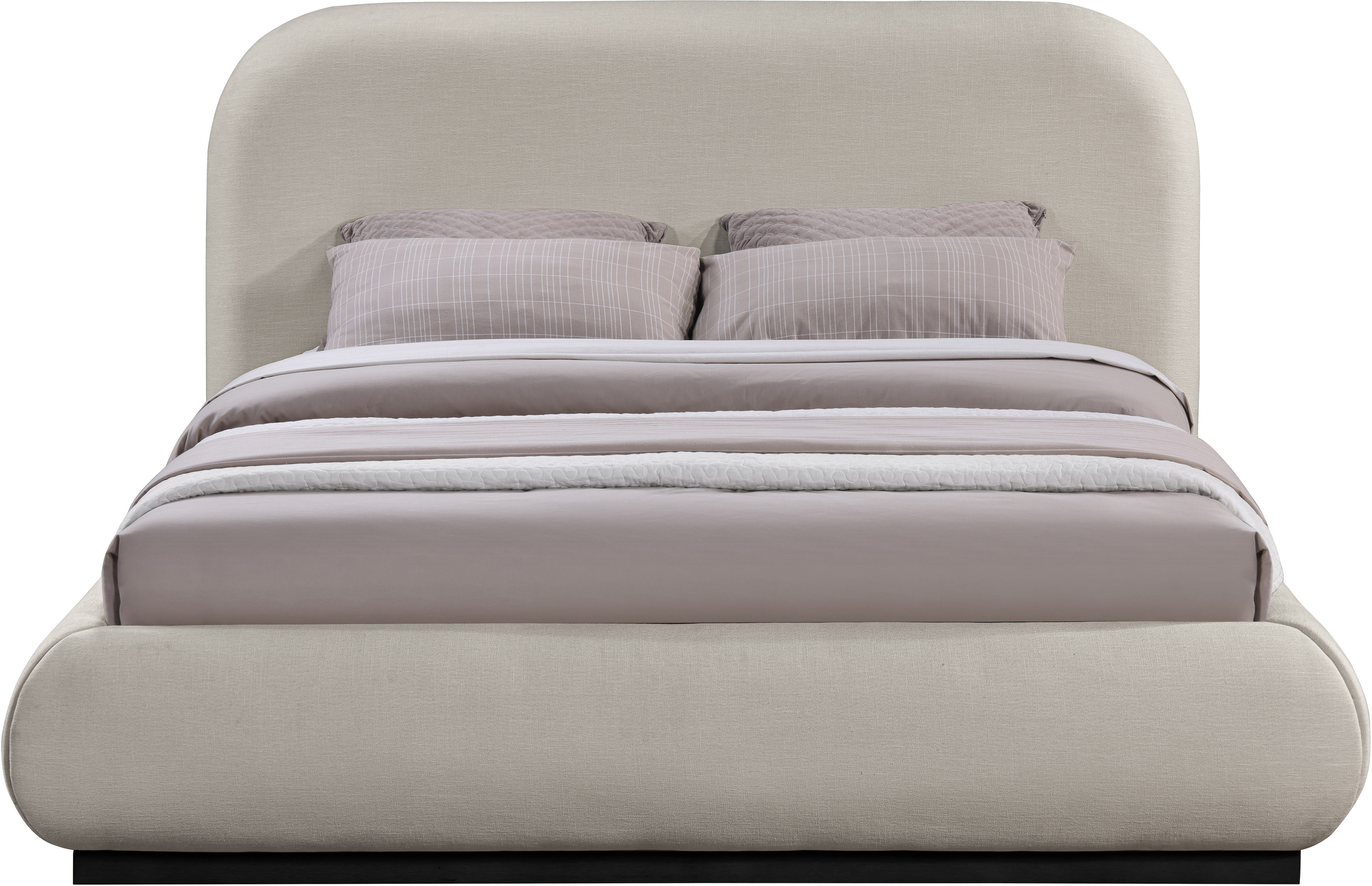 Vaughn - Chenille King Bed With Black Base - Beige