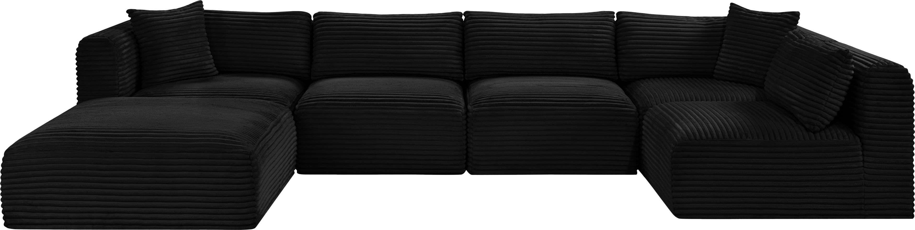 Shaggy - 6 Piece Modular U-Shaped Sectional - Black