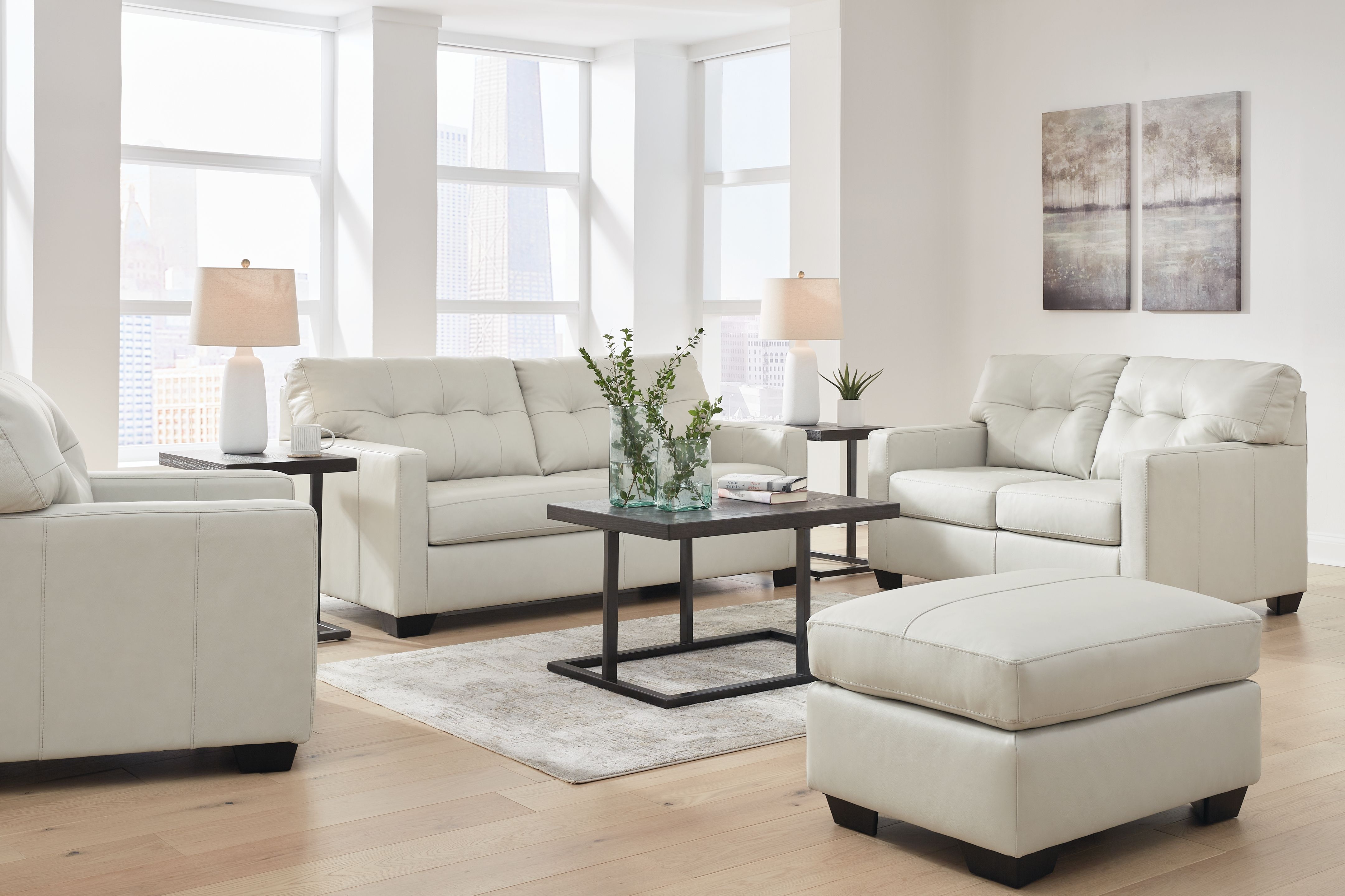Ashley Belziani - Coconut - 4 Pc. - Sofa, Loveseat, Chair And A Half, Ottoman