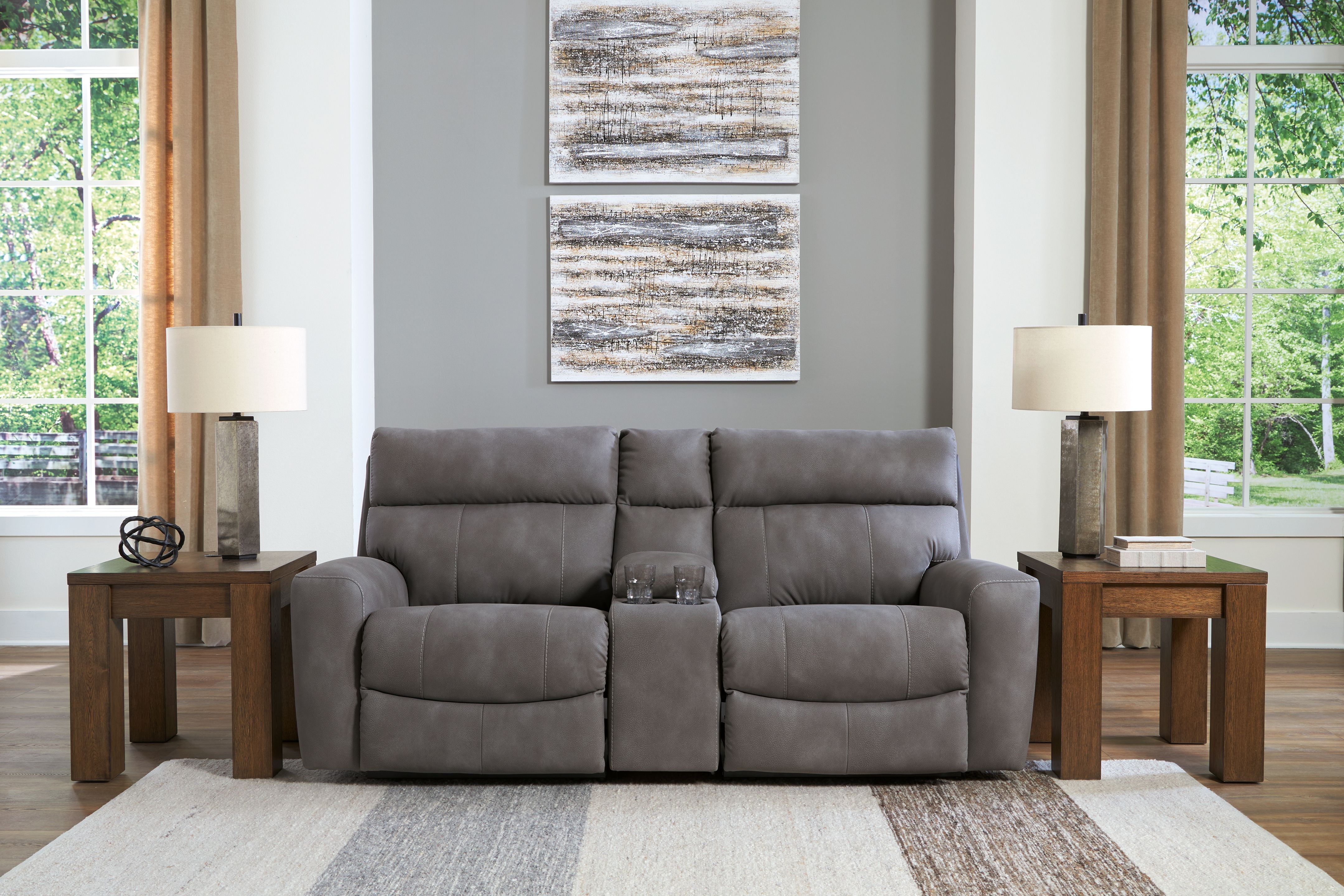 Ashley Furniture Next-Gen Durapella - 3-Piece Power Reclining Sectional Loveseat With Console - Slate - Image 6