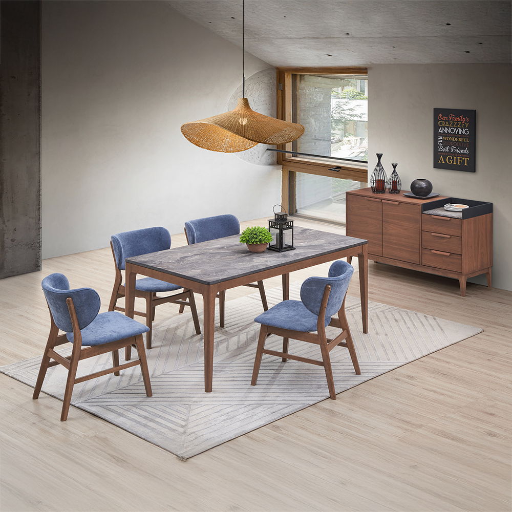 Bevis - Server - Green Fabric & Walnut, dark brown, view 6
