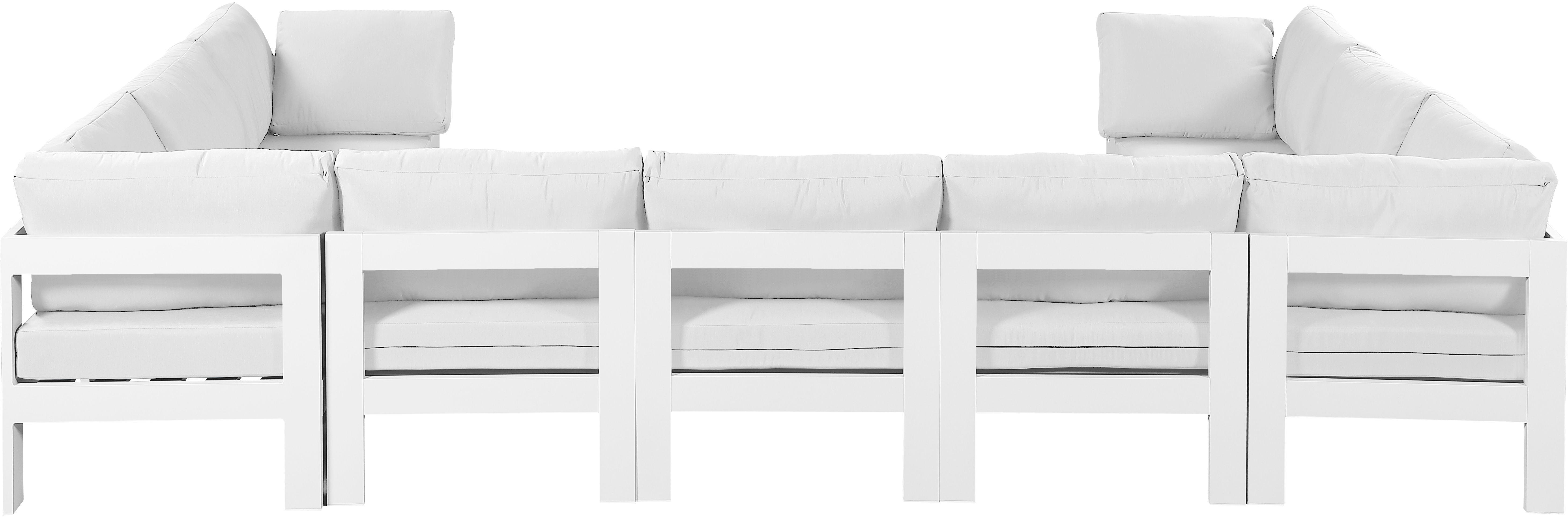 Nizuc - Outdoor Patio 9 Piece Modular Sectional With White Frame - White