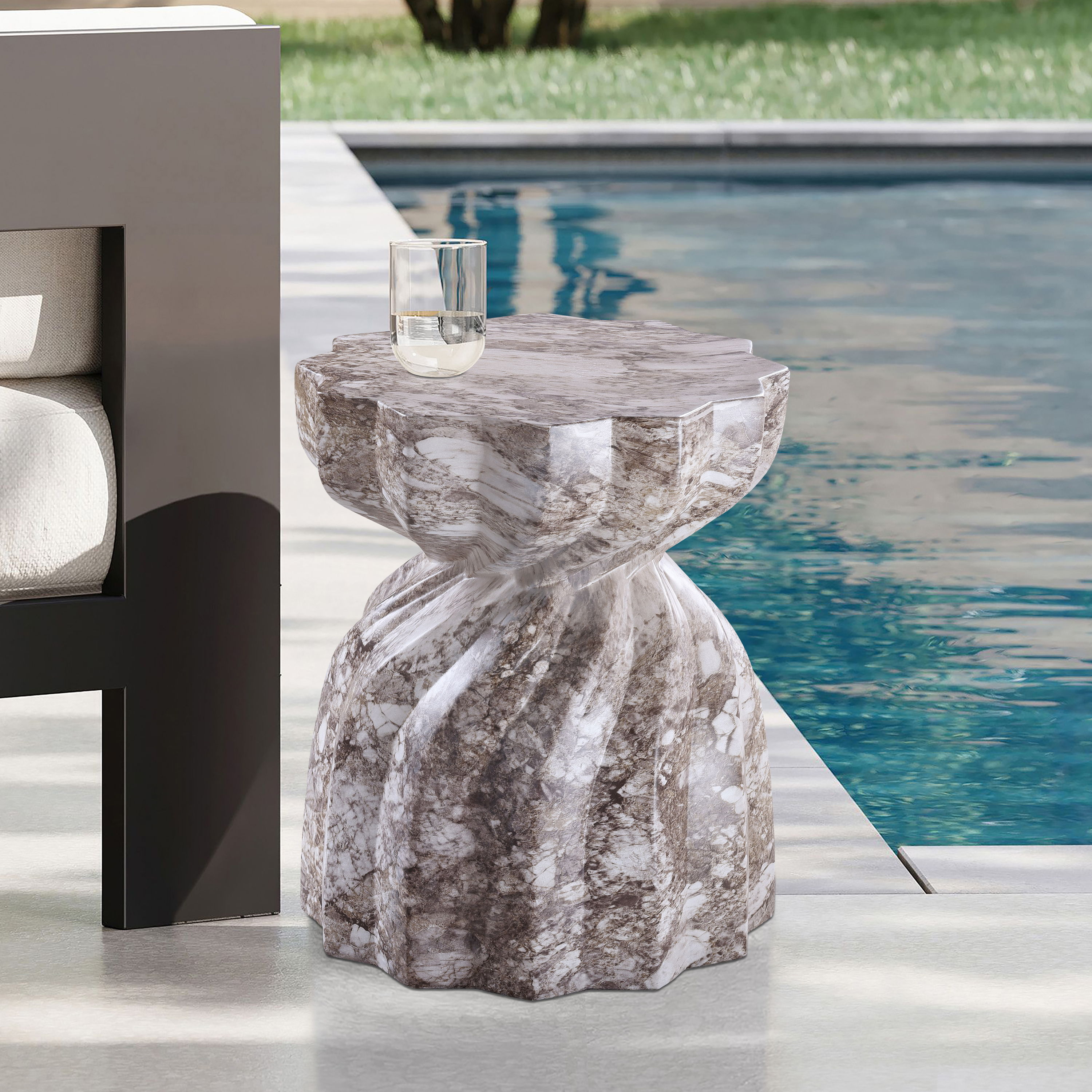 Caserta - Marble Finish Concrete End Table - Brown