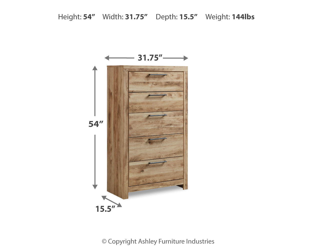 Ashley Furniture Hyanna - Five Drawer Chest - Tan Brown - Image 7