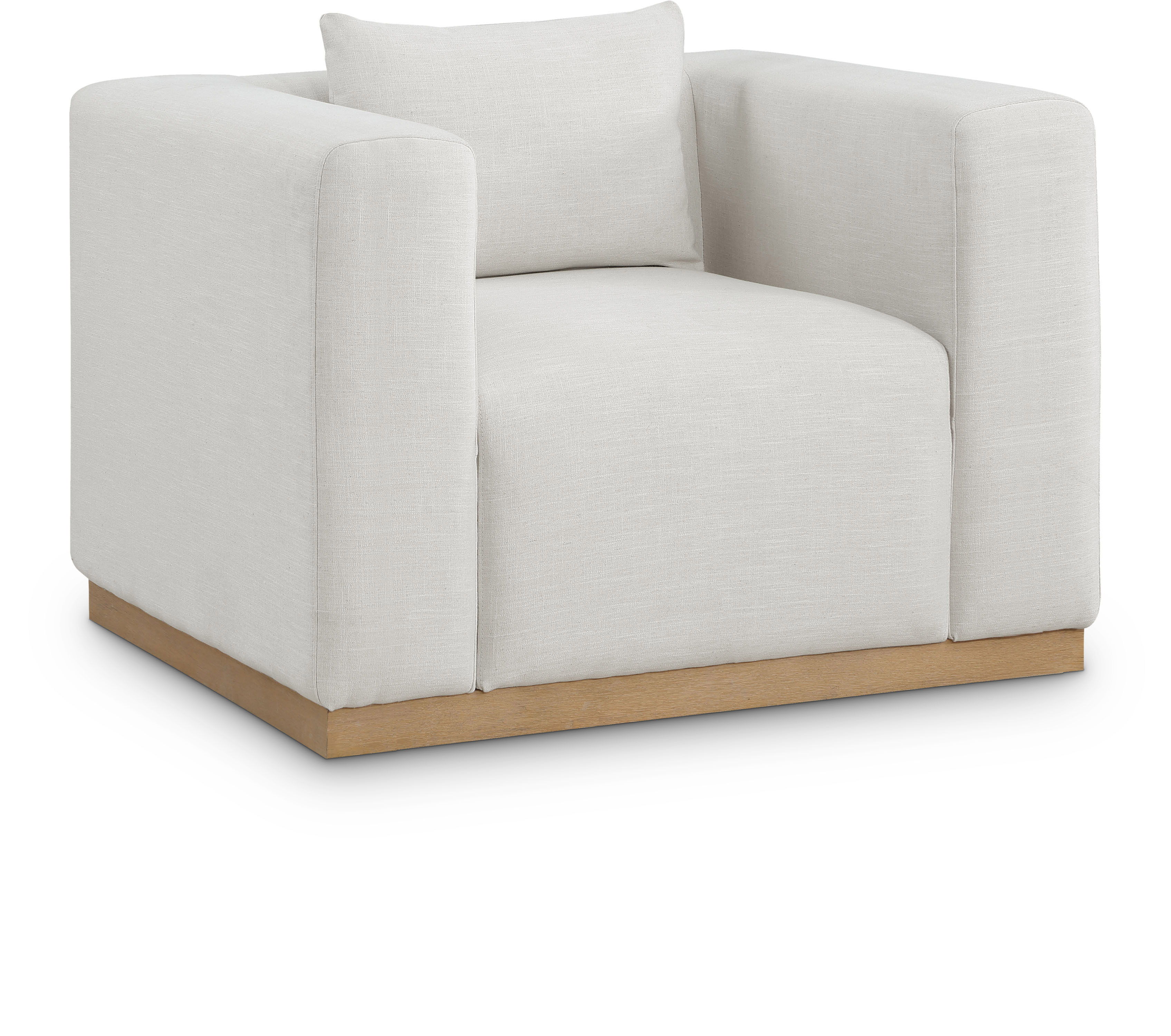 Alfie - Linen Textured Fabic Chair - Cream