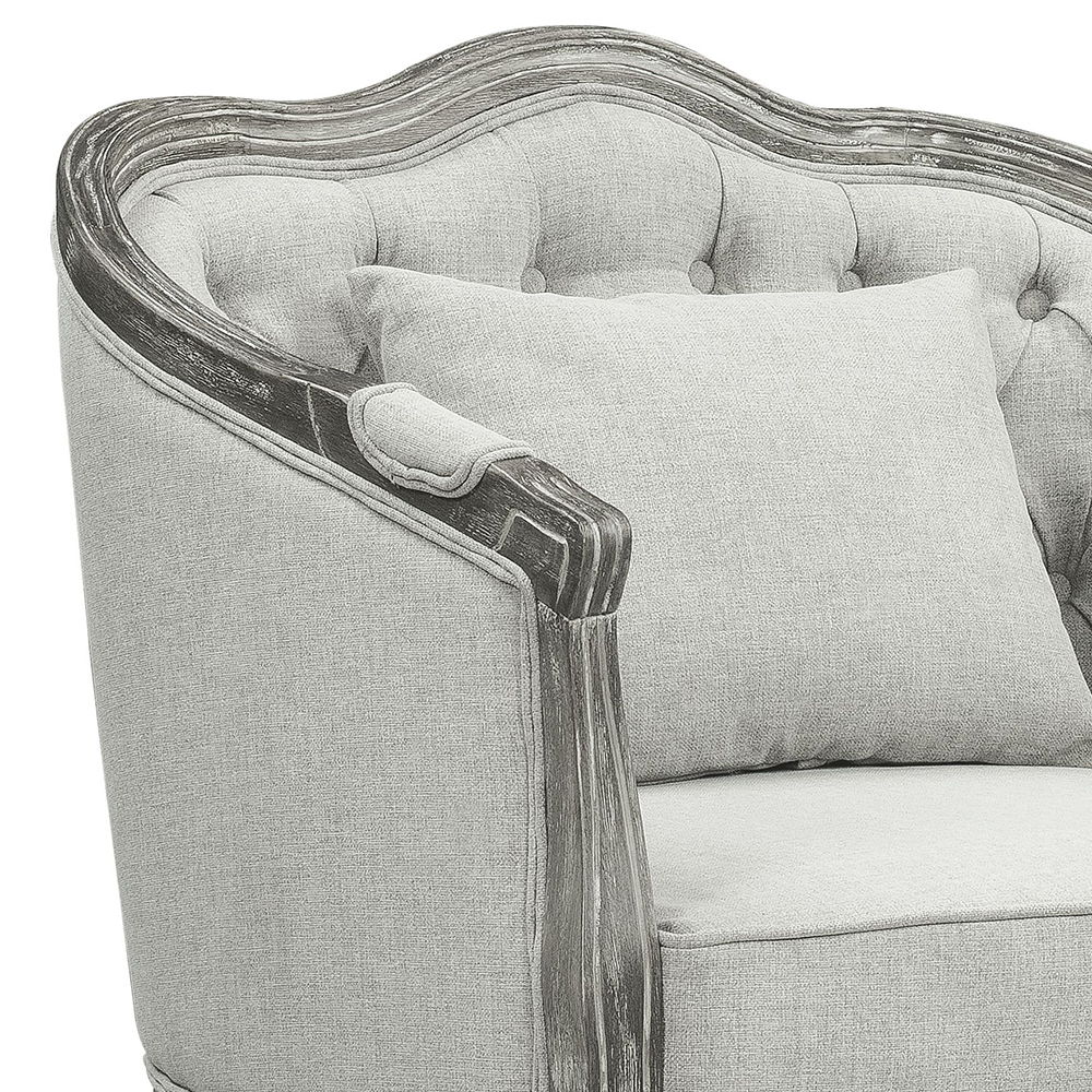 Samael - Chair With Pillow - Gray Linen & Gray Oak, light gray, view 6