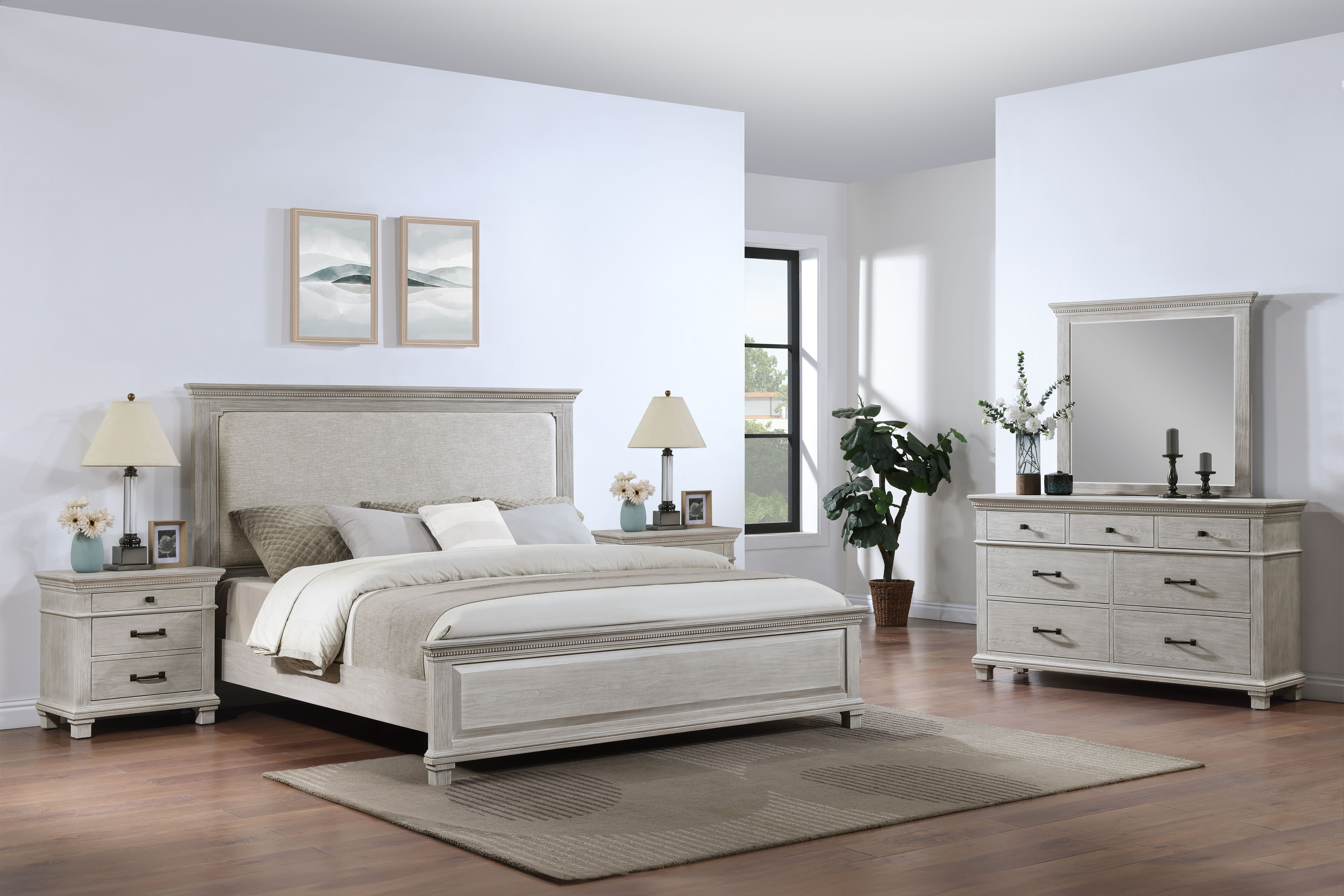 Silver Sands - 6/6 Eastern King 5 Piece Bedroom Set (Bed & Dresser & Mirror & 2 Nightstands) - Gray