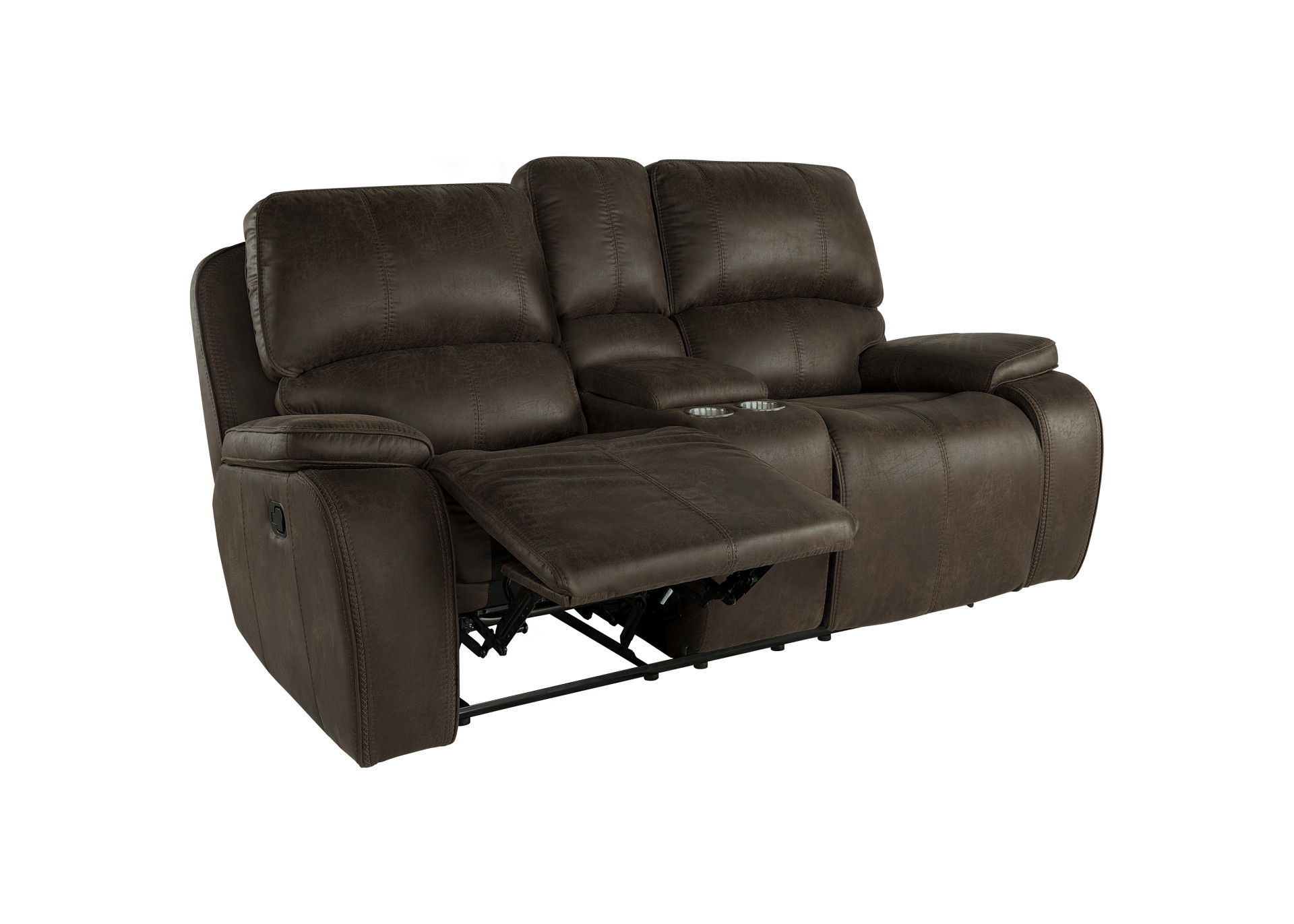 Brookings - Console Loveseat With Dual Recliners - Brown, dark brown, view 5