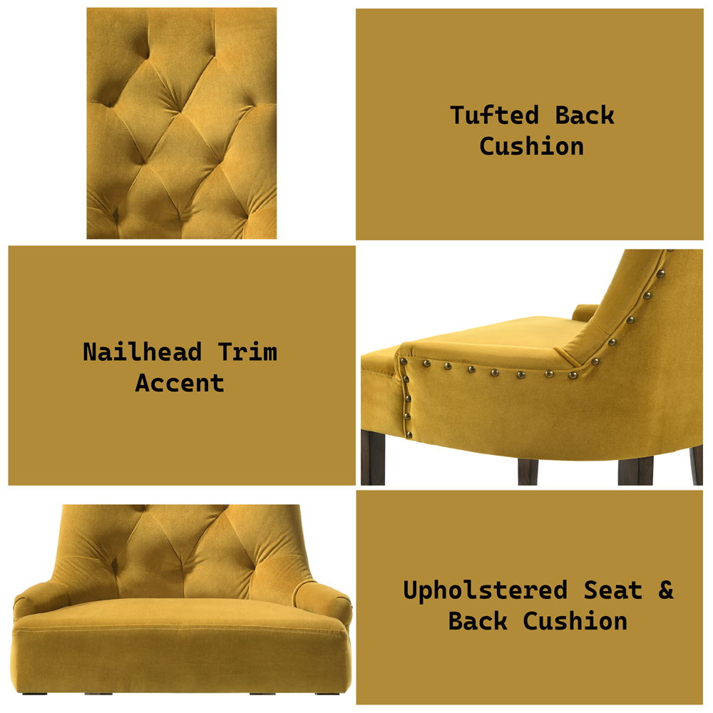 Farren - Side Chair (Set of 2) - Yellow Velvet & Espresso, light brown, view 6