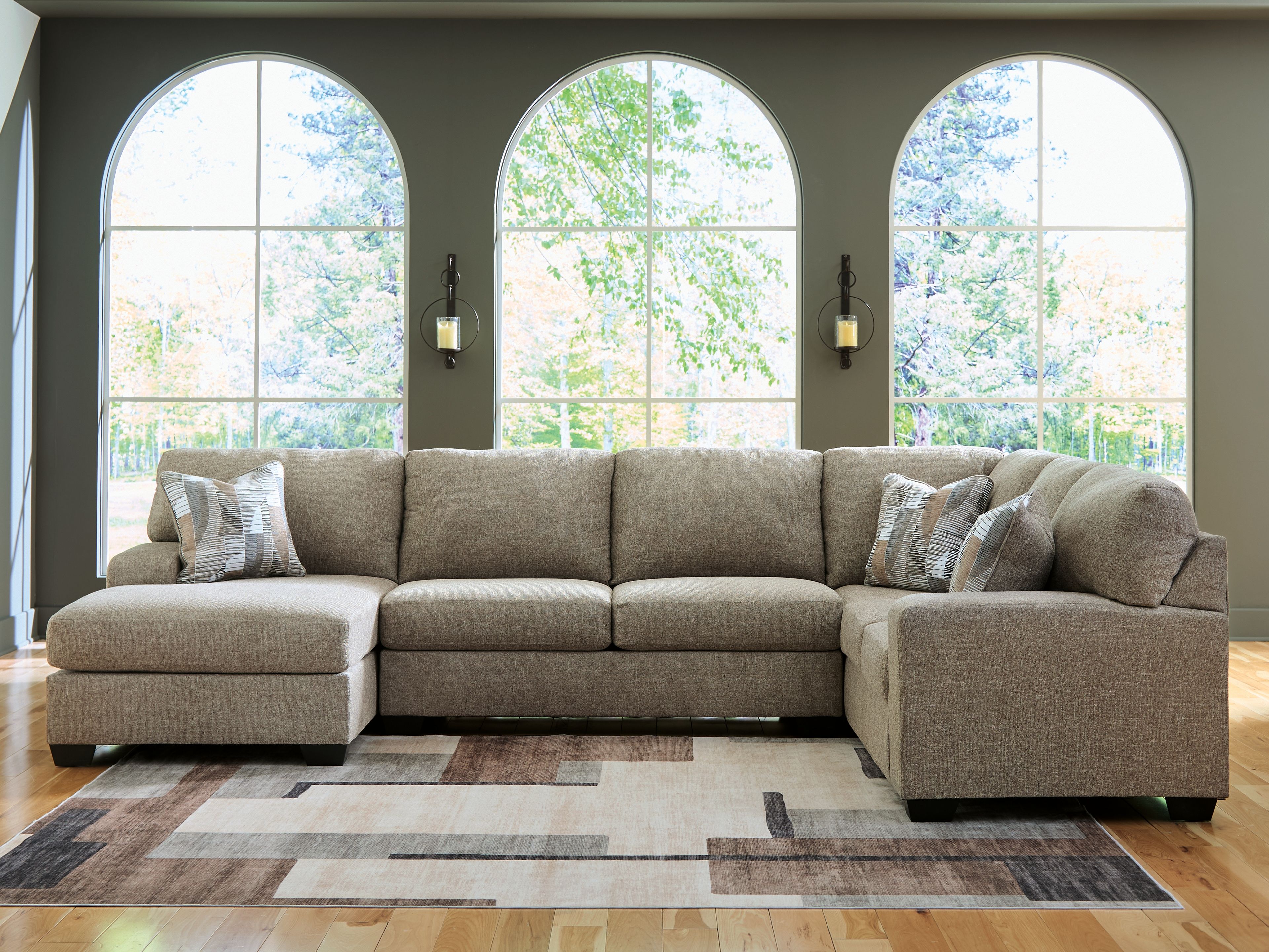Ashley Furniture Newellen - 3-Piece Sleeper Sectional With LAF Corner Chaise And RAF Sofa - Beige - Image 3