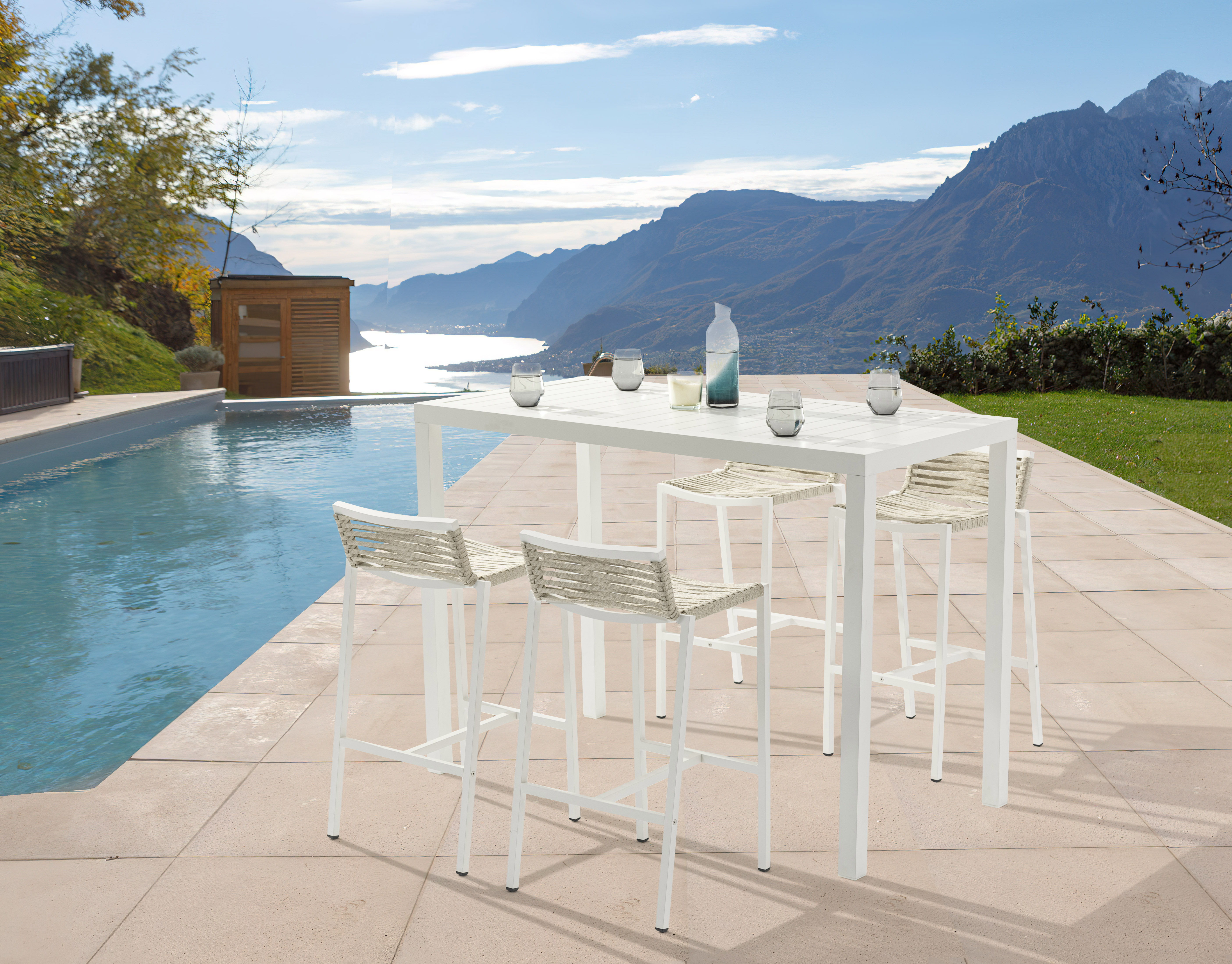 Maldives - Patio Rectangle Bar Table - White