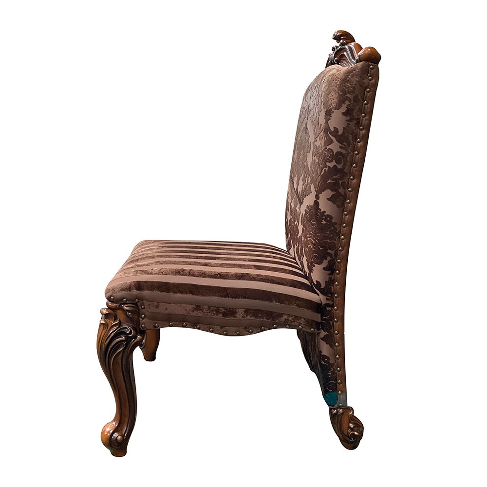 Versailles - Side Chair (Set of 2) - Two Tone Light Brown Synthetic Leather /Fabric & Cherry Oak, dark brown, view 2