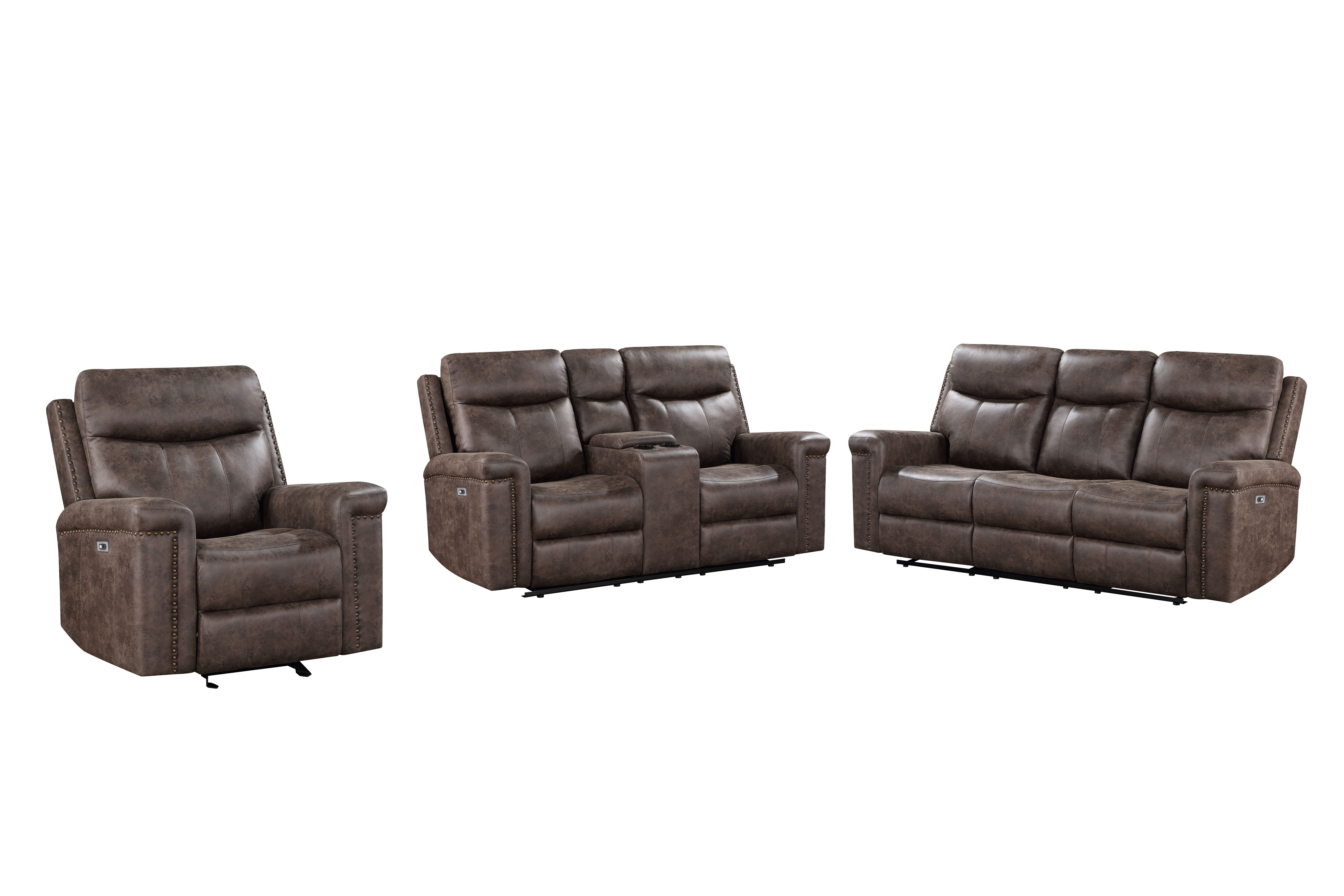 Quade - Power P1 3 Piece Sofa & Loveseat & Recliner - Mocha
