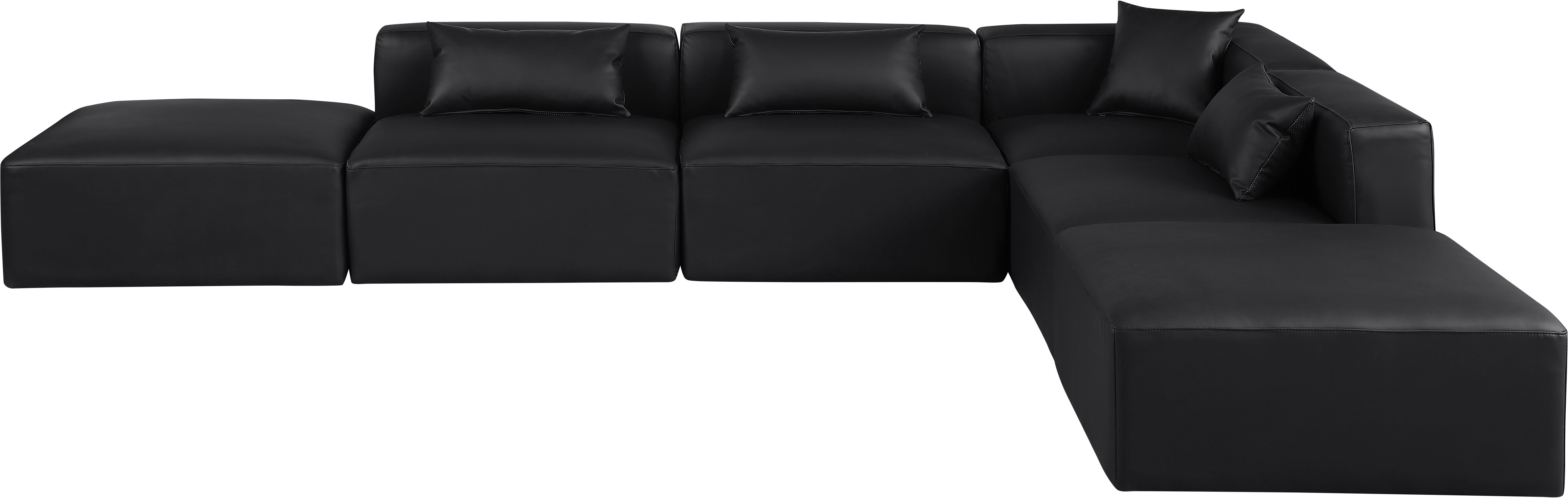 Cube - 6 Piece Modular Corner Armless Sectional - Black