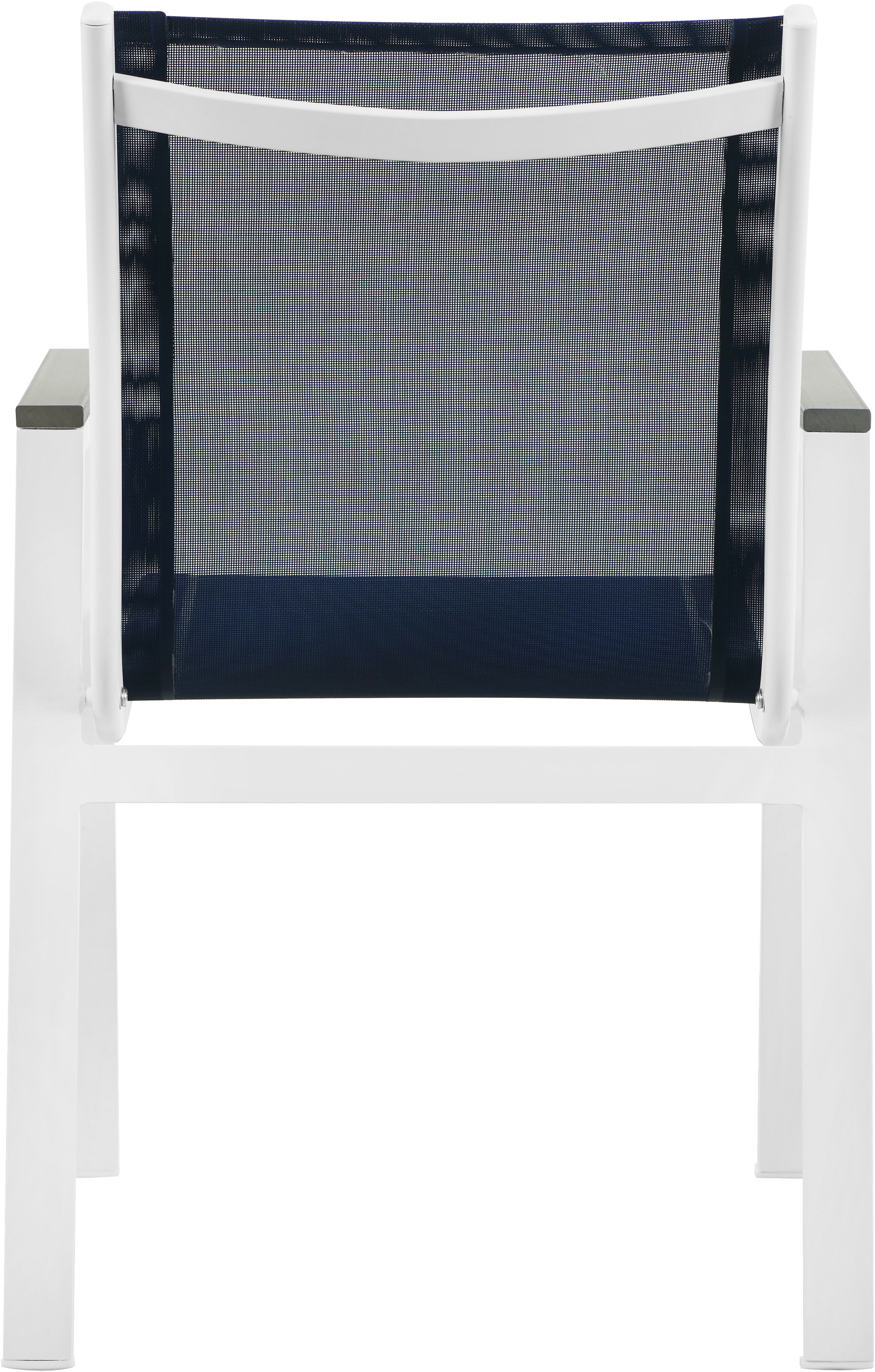 Nizuc - Outdoor Patio Dining Arm Chair With White Frame And Gray Arms (Set of 2) - Navy